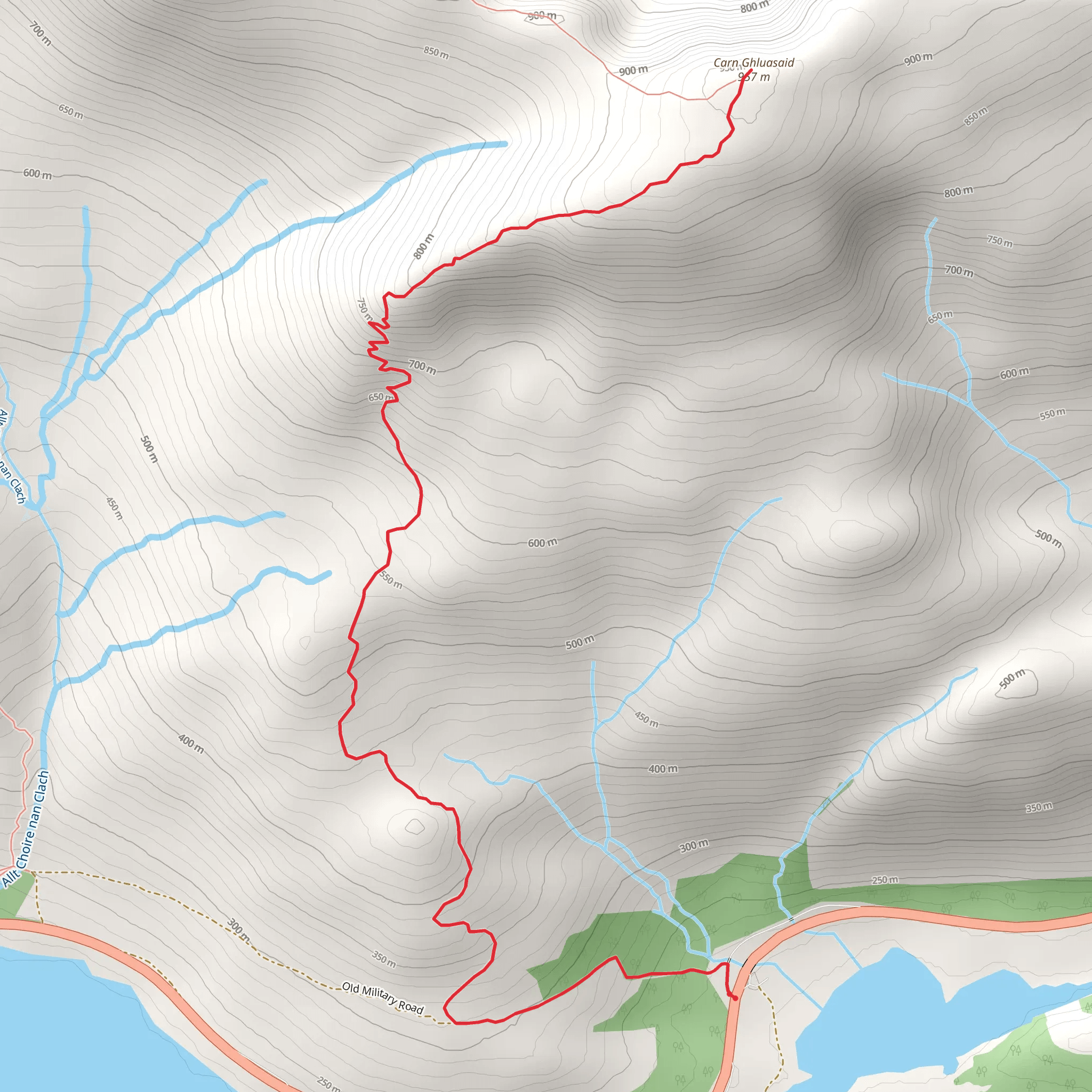 Càrn Ghluasaid via An Cruachan mobile static map