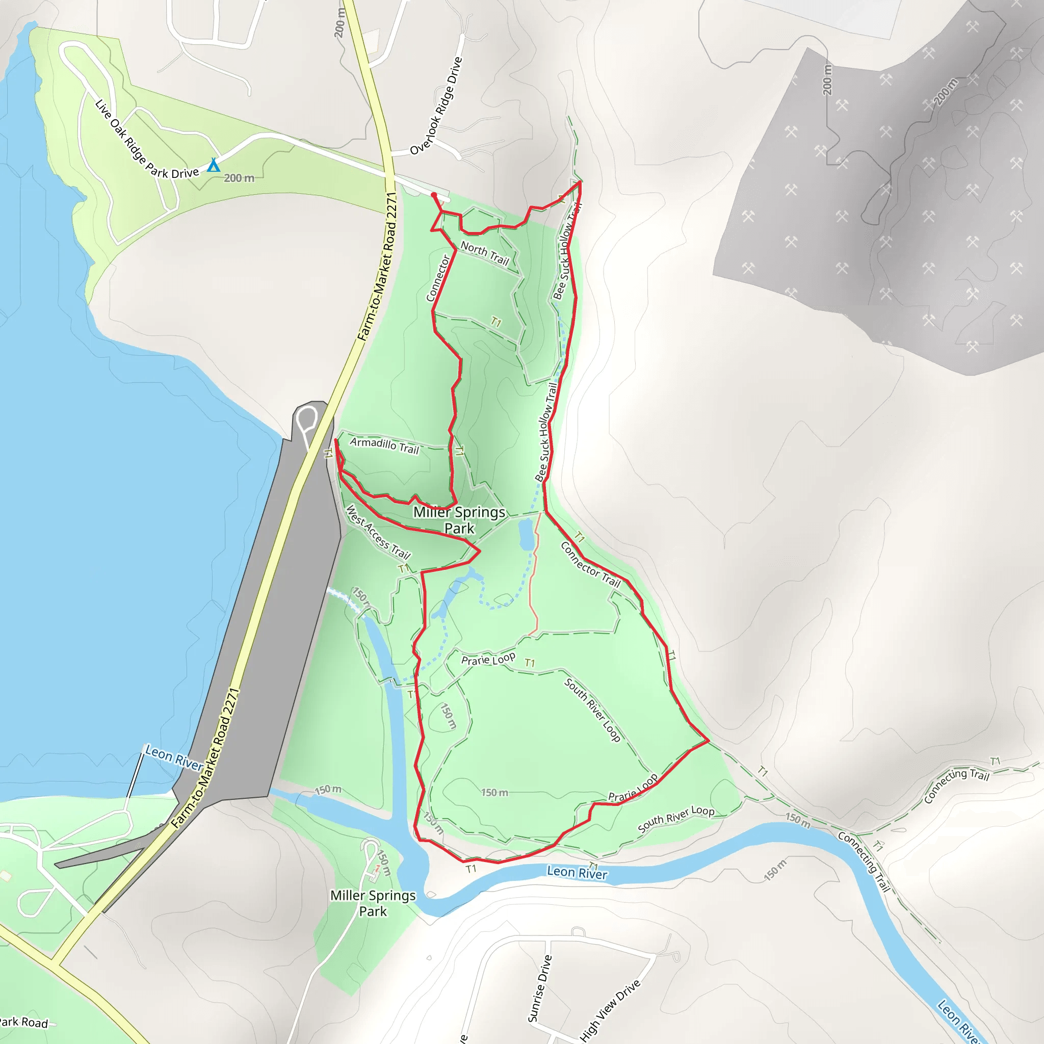 Tennessee Valley Trail and Bee Suck Hollow Trail Loop mobile static map