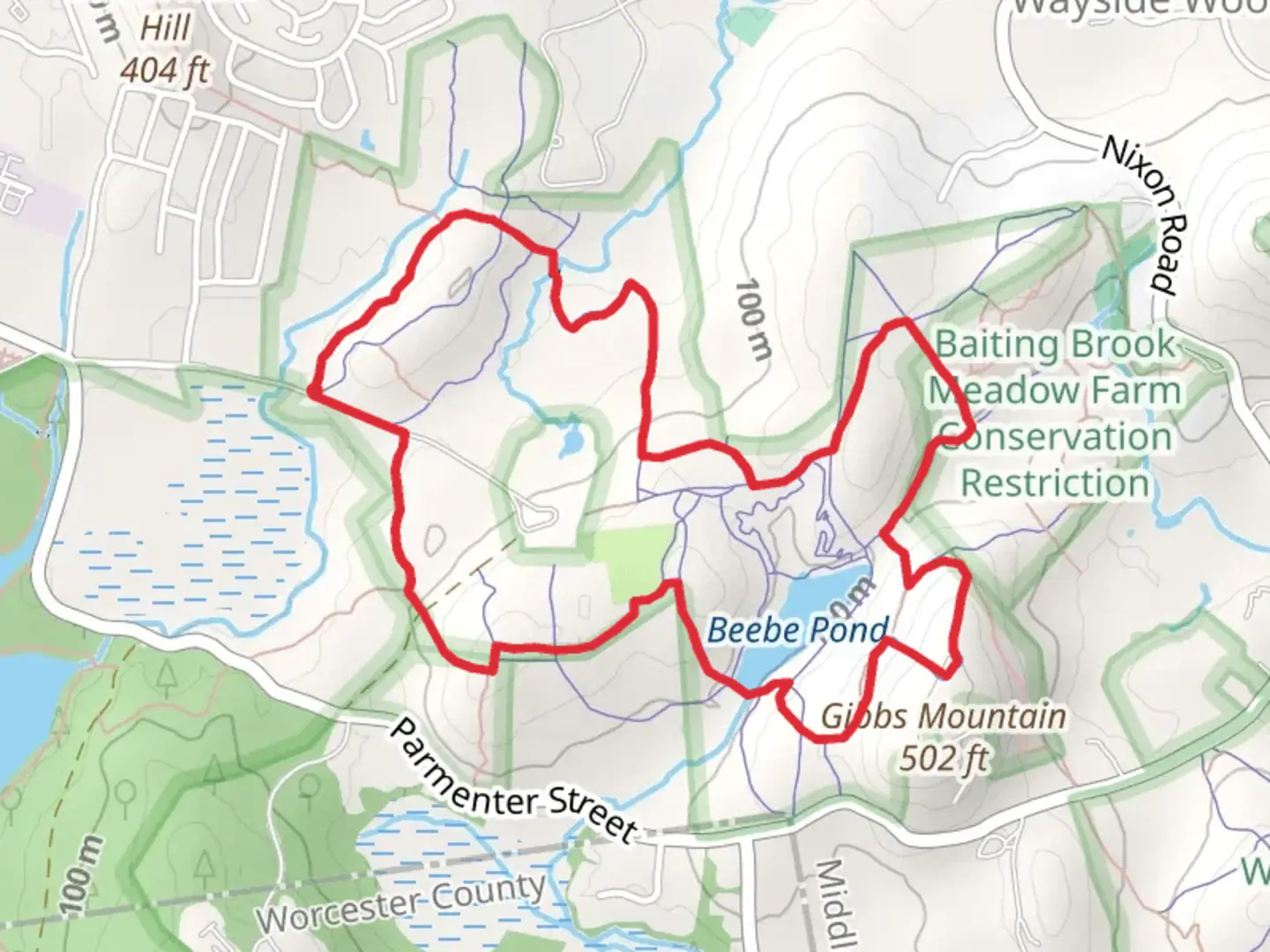 An image depicting the trail Beebe Pond Loop Trail and its surrounding area.