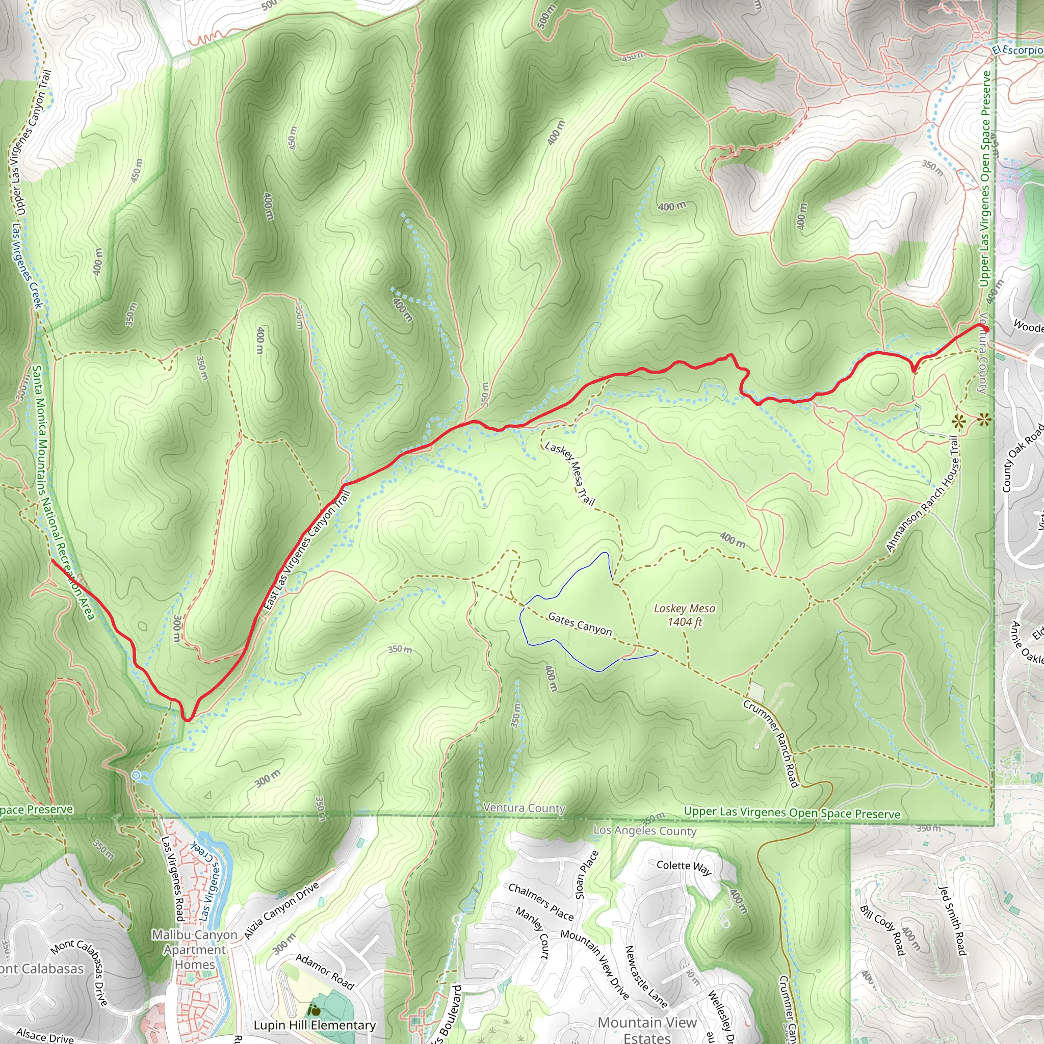 East Las Virgenes Canyon Trail mobile static map
