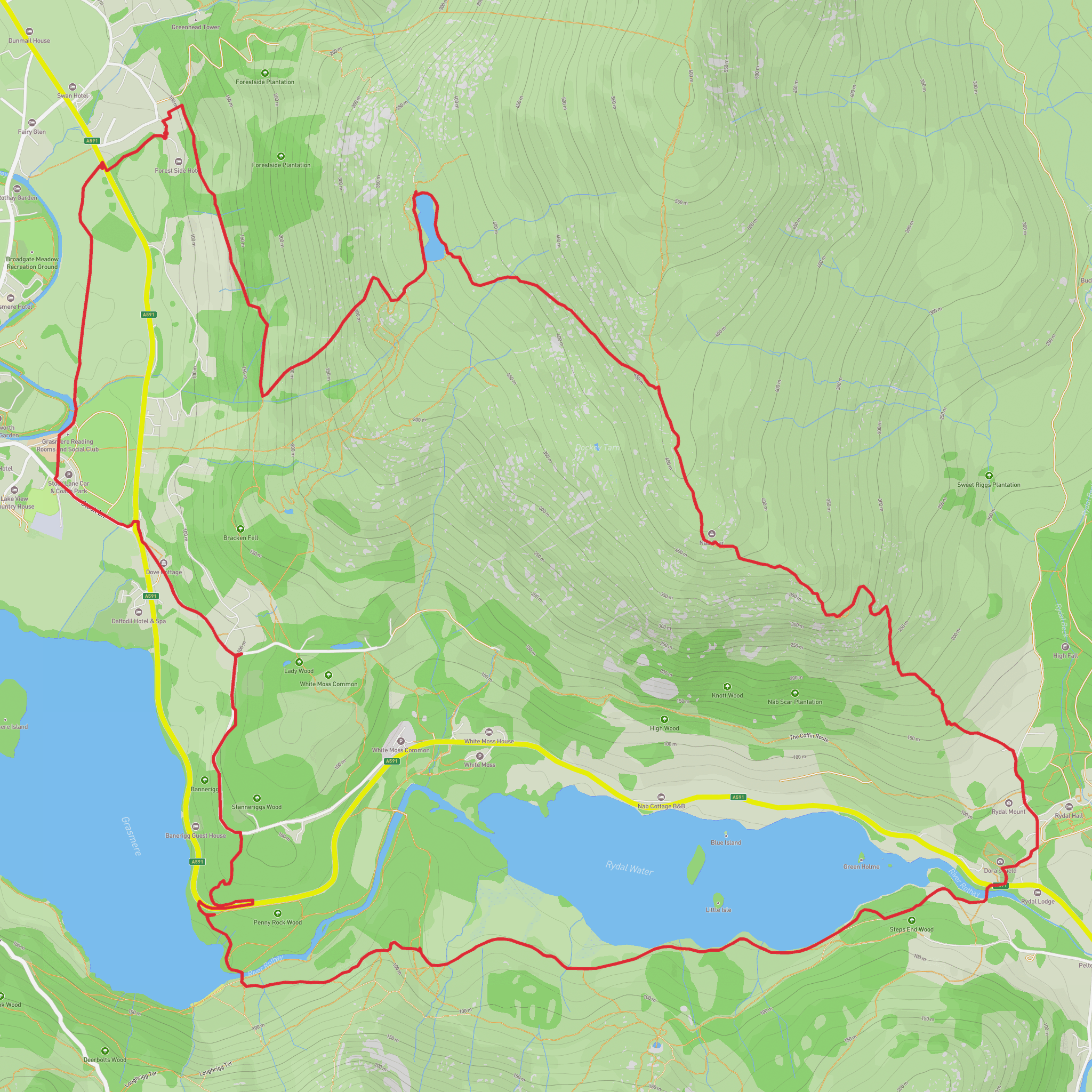 Hike from Grasmere - Forest Side mobile static map