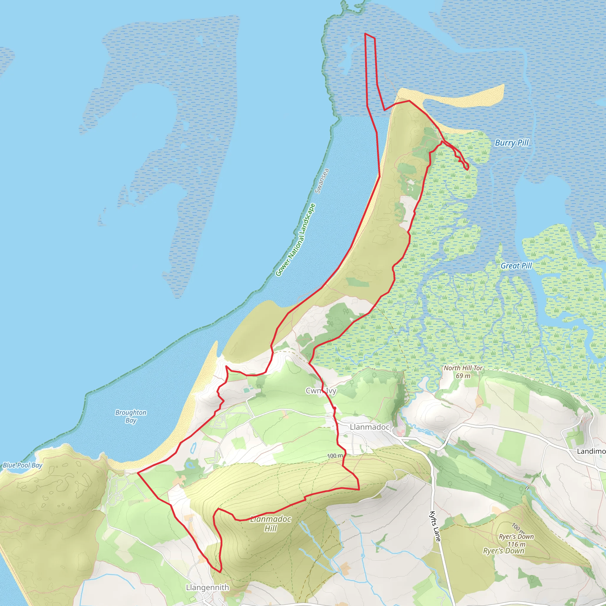 Llanmadoc Hill, Broughton Bay and Whiteford NNR (24) mobile static map