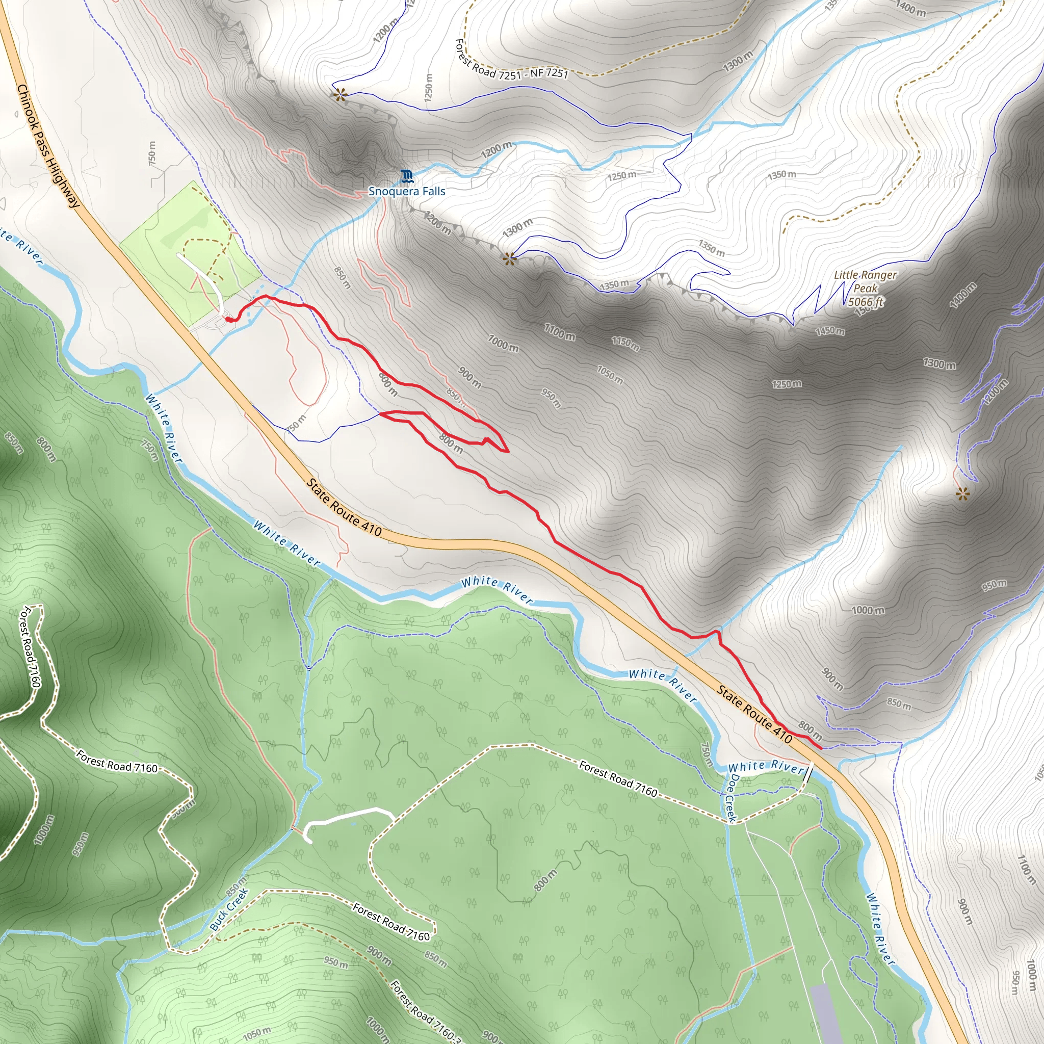 Snoquera Falls and White River Trail mobile static map