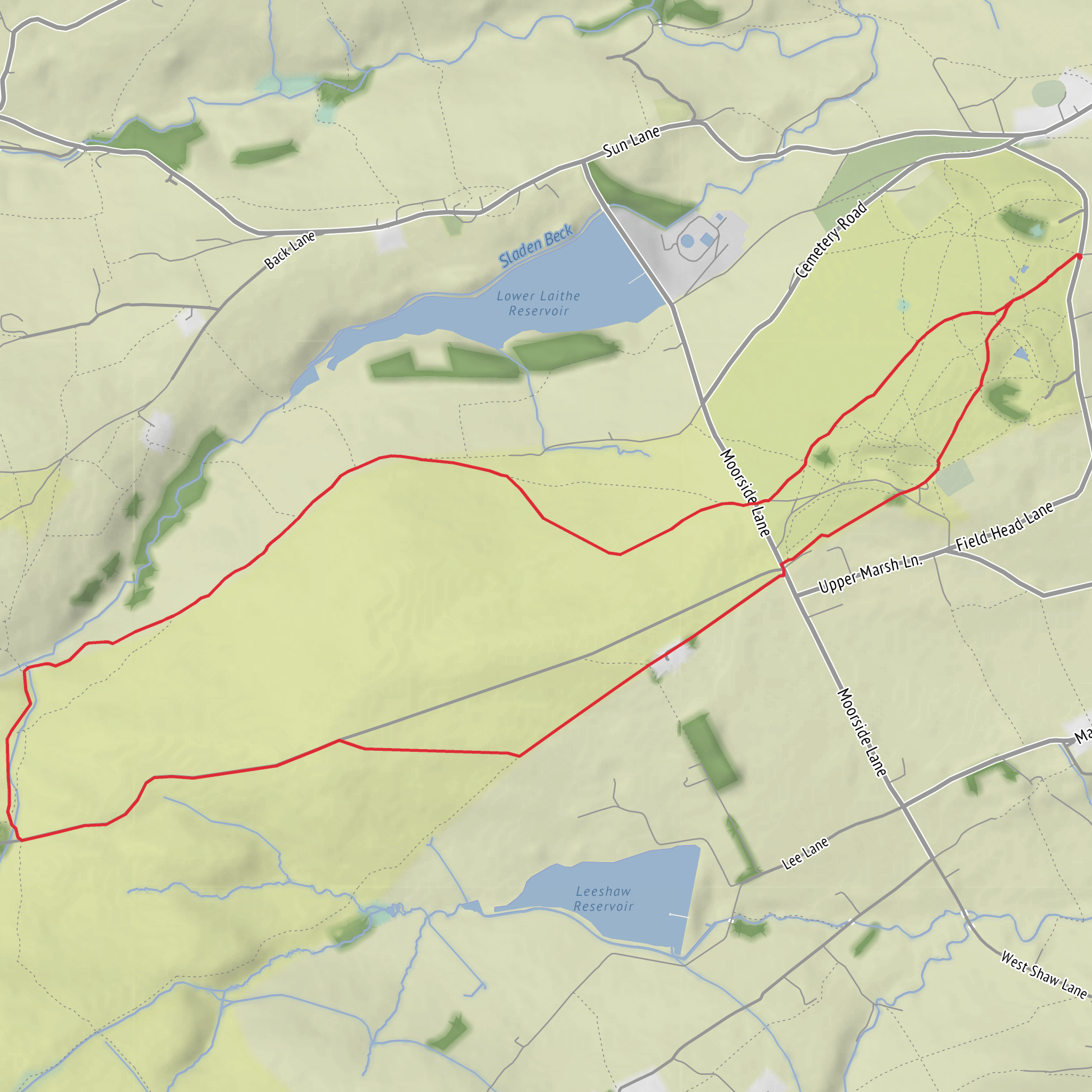 Grove Hill Dike, Enshaw Knoll and Haworth Moor Loop mobile static map