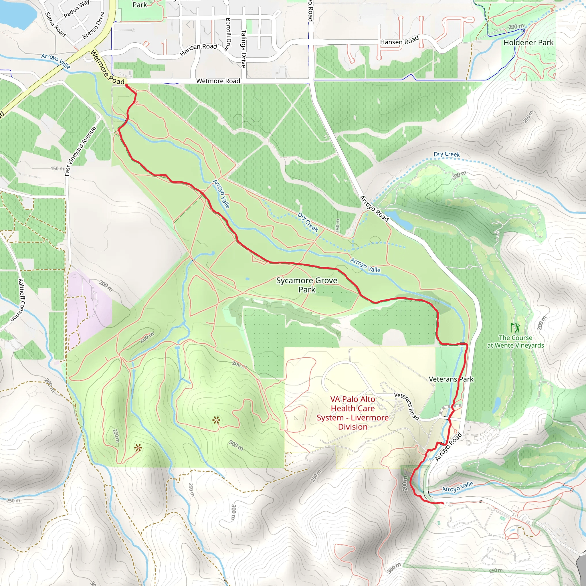 Native Garden and Arroyo Valle in Veterans Park mobile static map
