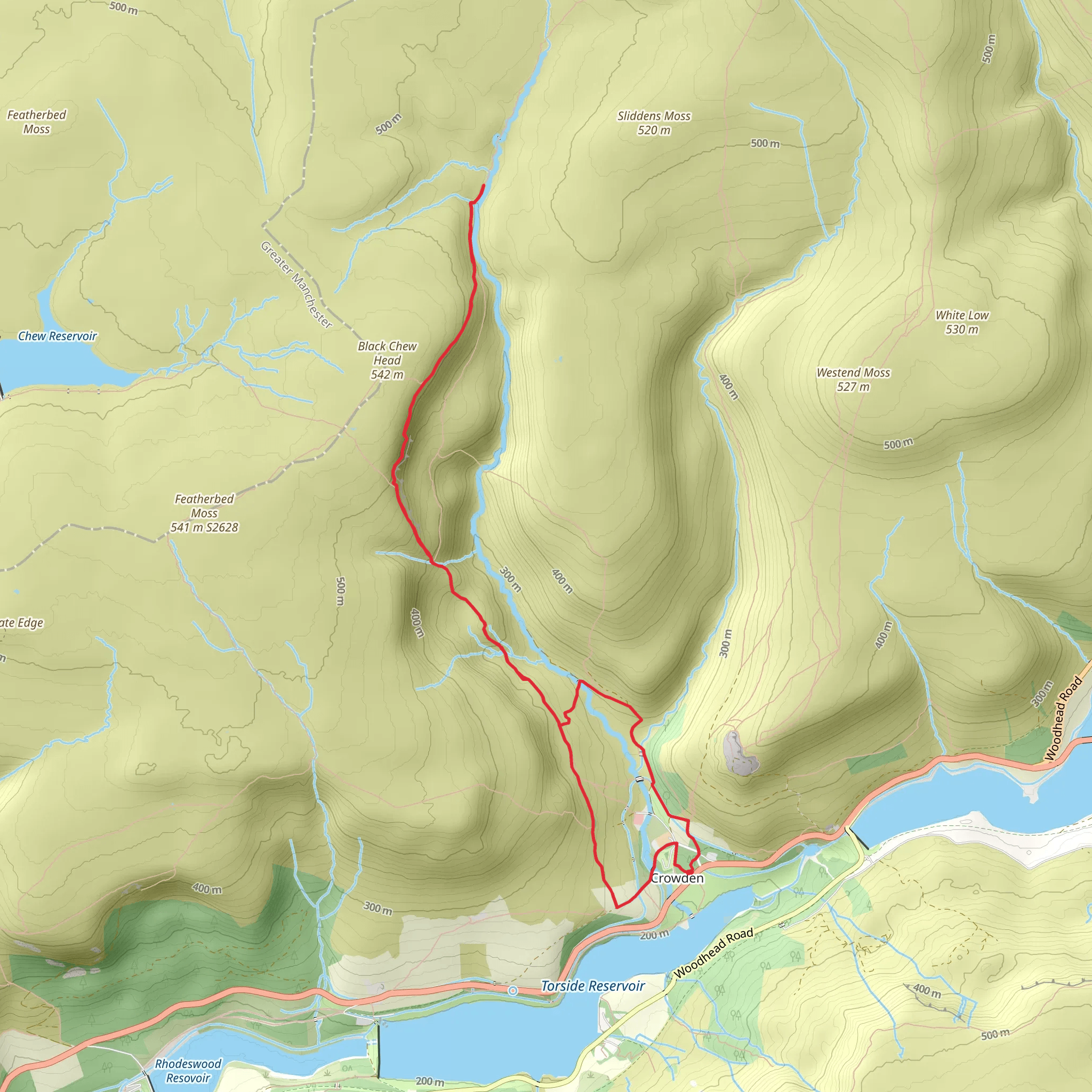 Laddow Rocks Walk - Crowden mobile static map