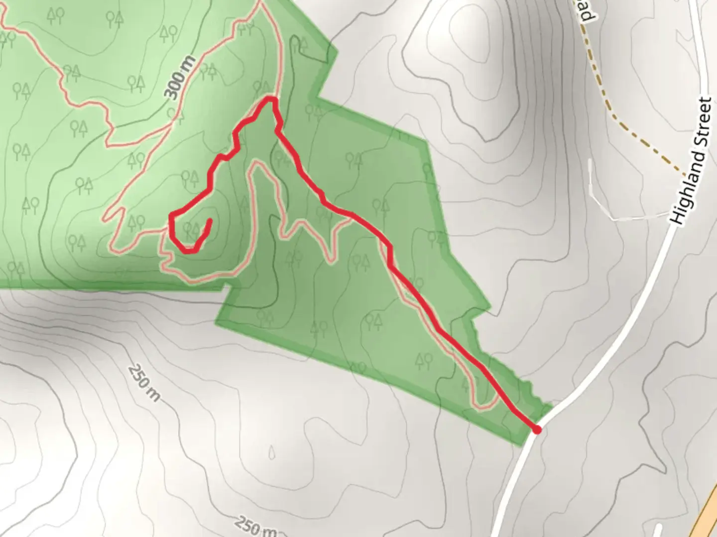 An image depicting the trail Highland Street North Hill Trail and its surrounding area.