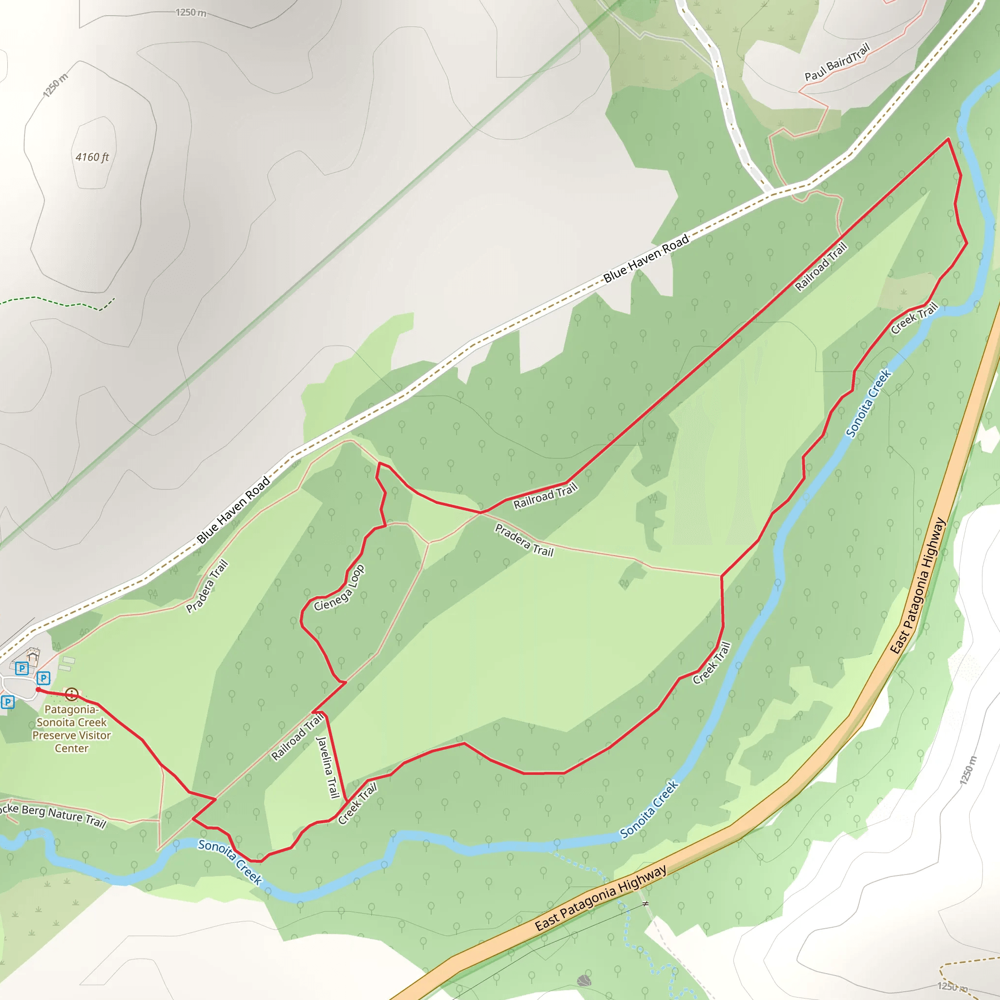 Creek and Railroad Loop Trail mobile static map