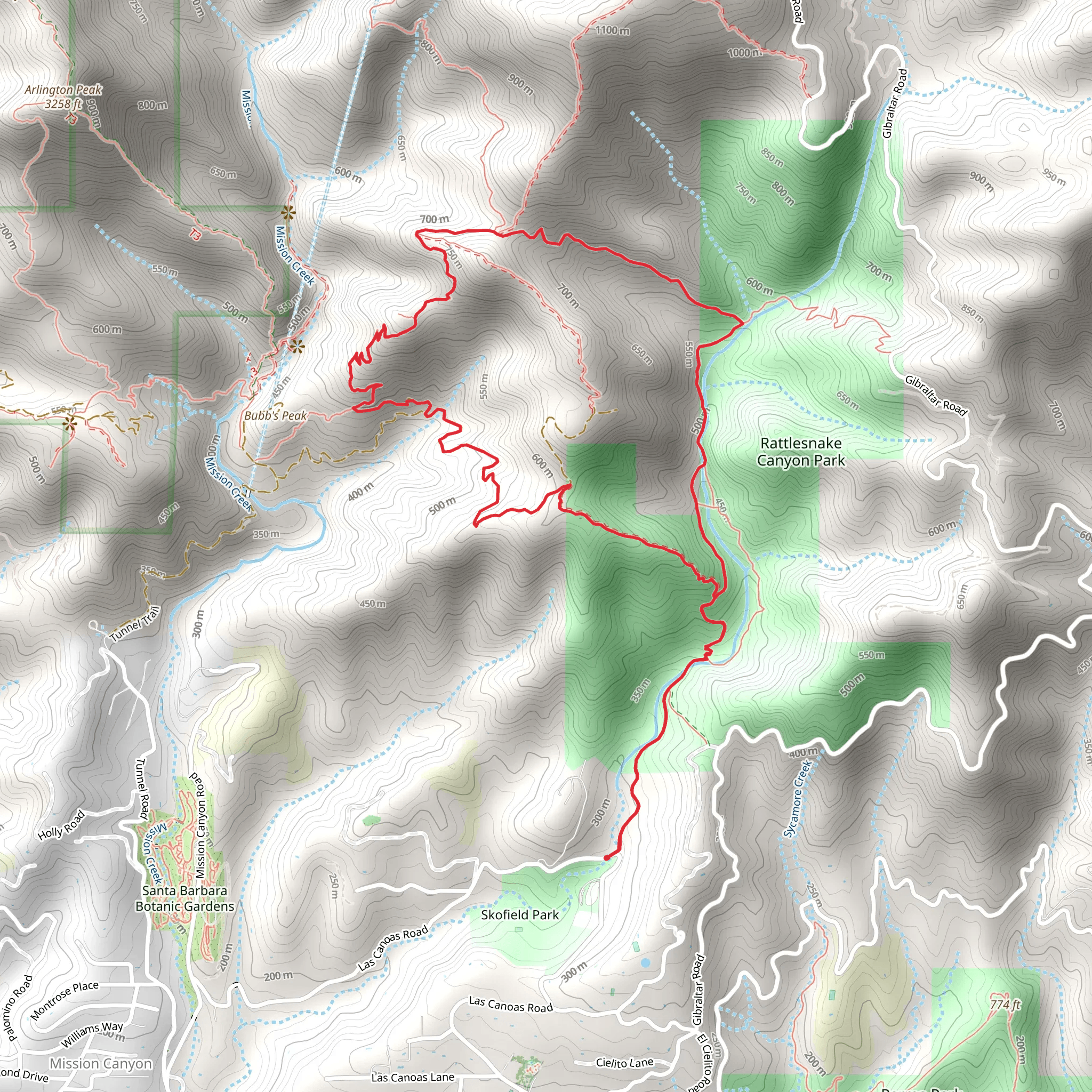 Rattlesnake Canyon and Tunnel Loop Trail mobile static map