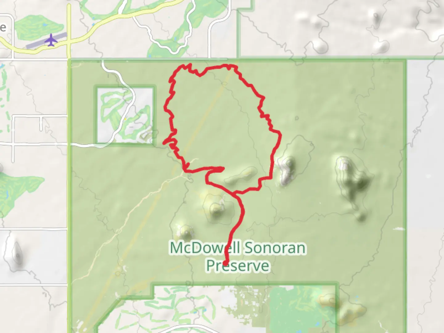 An image depicting the trail Corral Trail, Stagecoach Trail and Buckshot Loop Trail and its surrounding area.