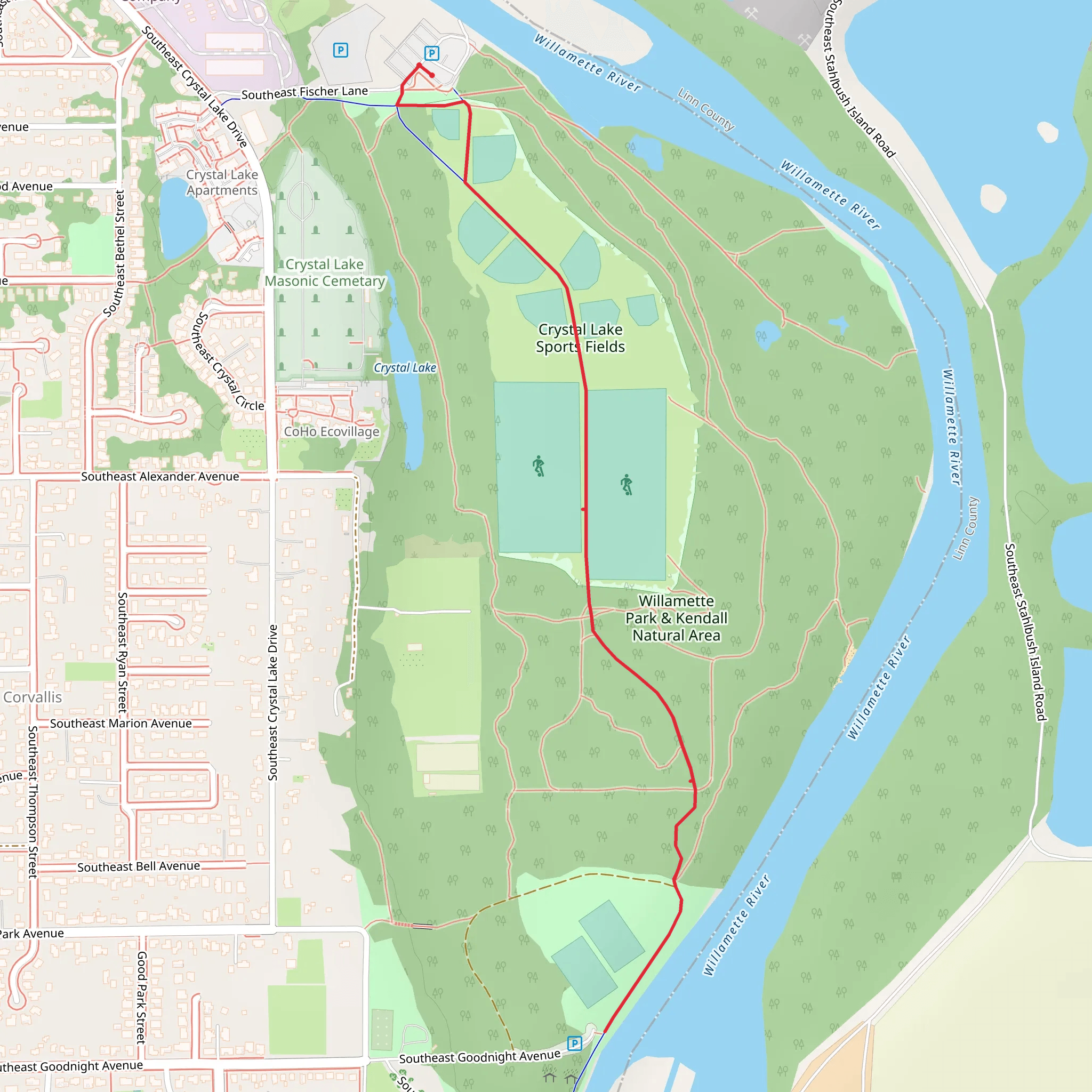 Walk to Willamette River - Southeast Fischer Lane mobile static map
