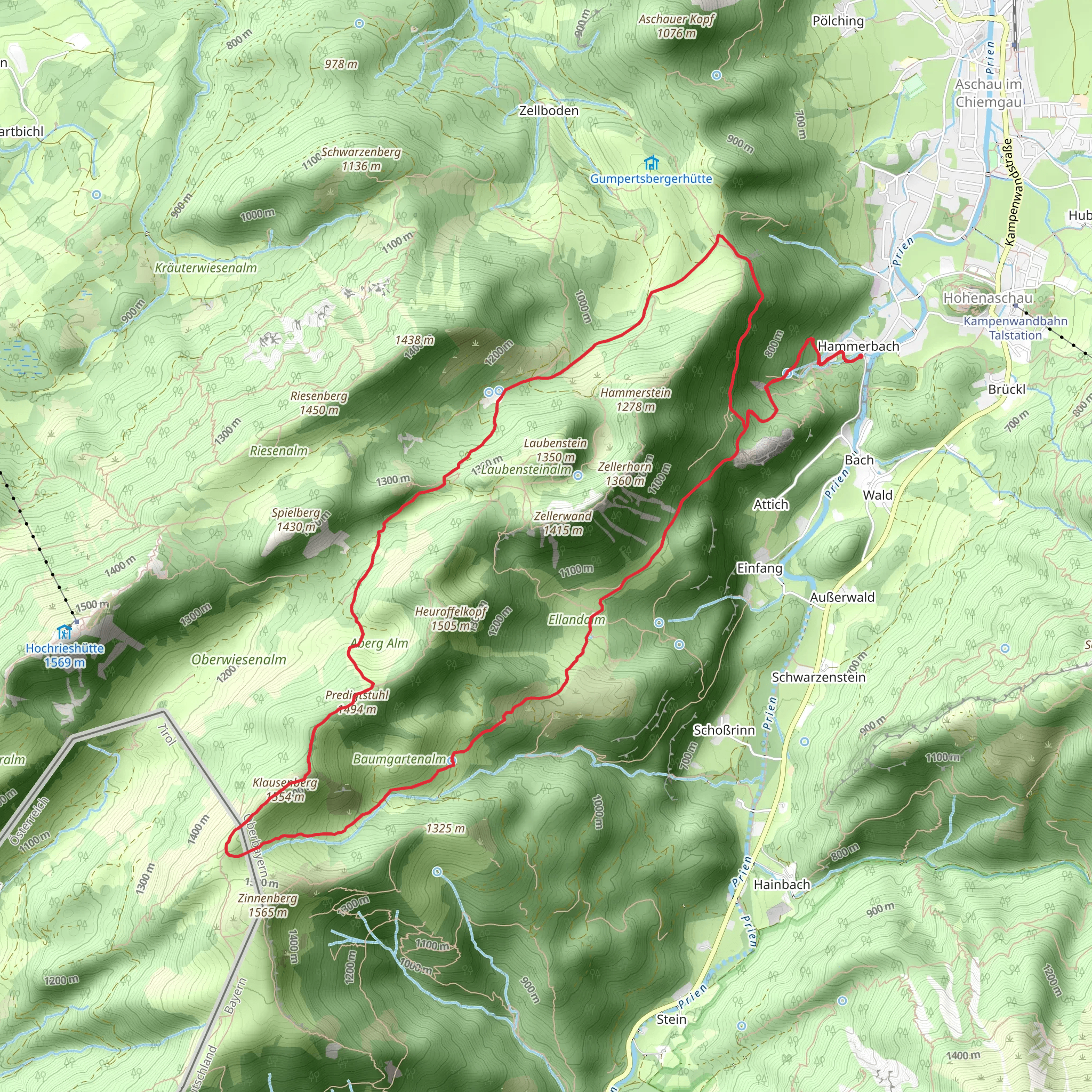 Predigtstuhl and Klausenberg Loop - Hammerbach mobile static map