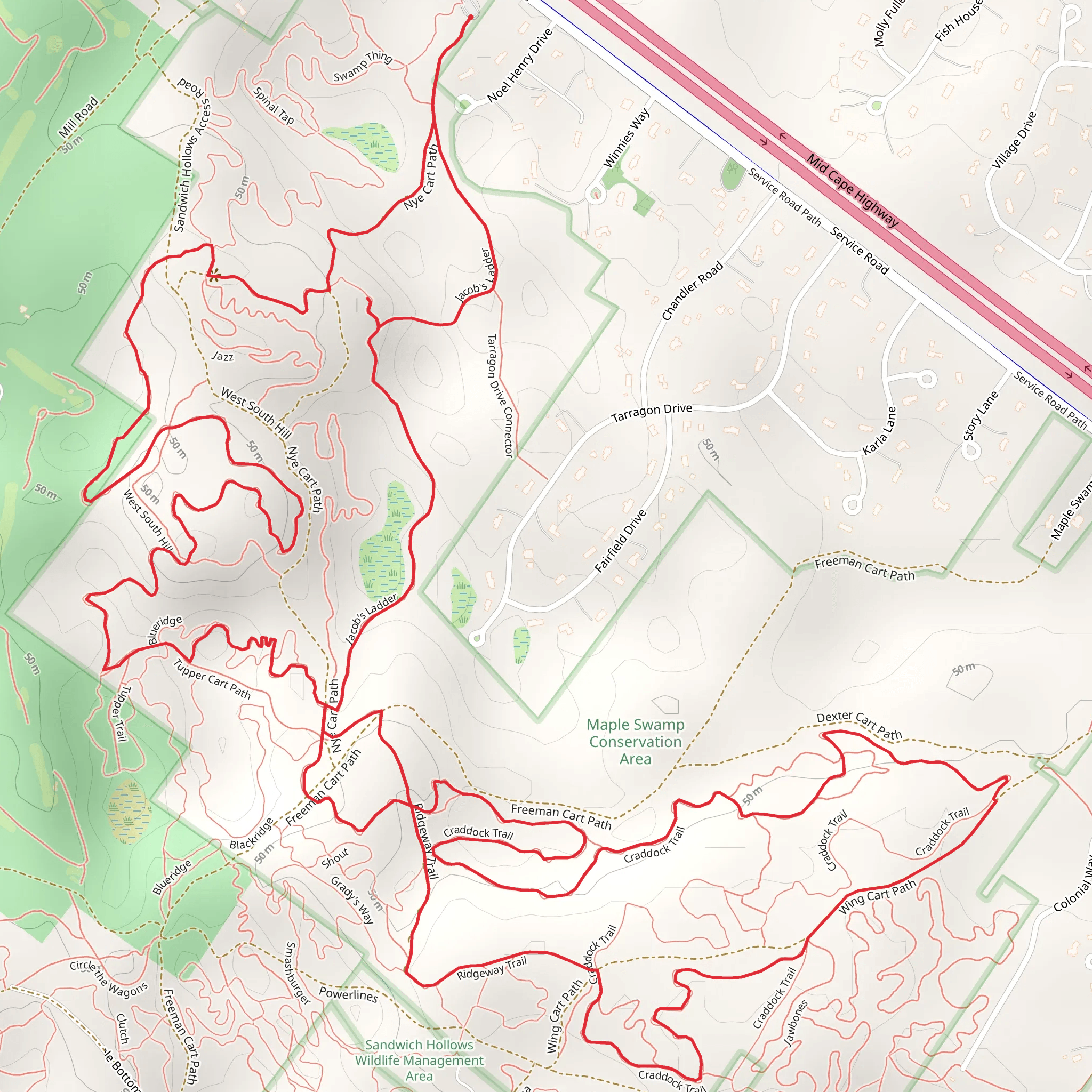 Craddock Trail via Jacob's Ladder mobile static map