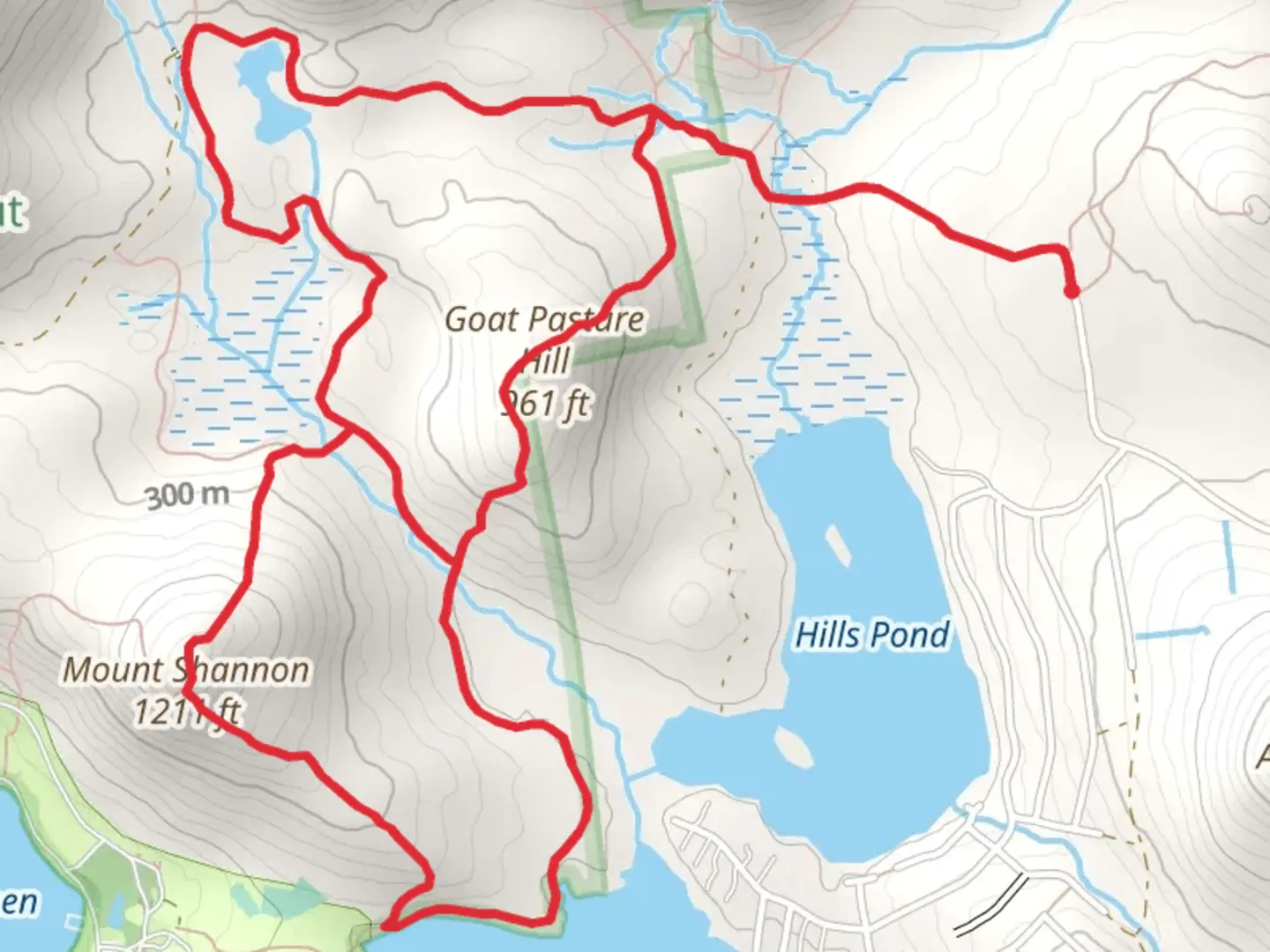 An image depicting the trail Mount Shannon and Goat Pasture Hill Loop Trail and its surrounding area.