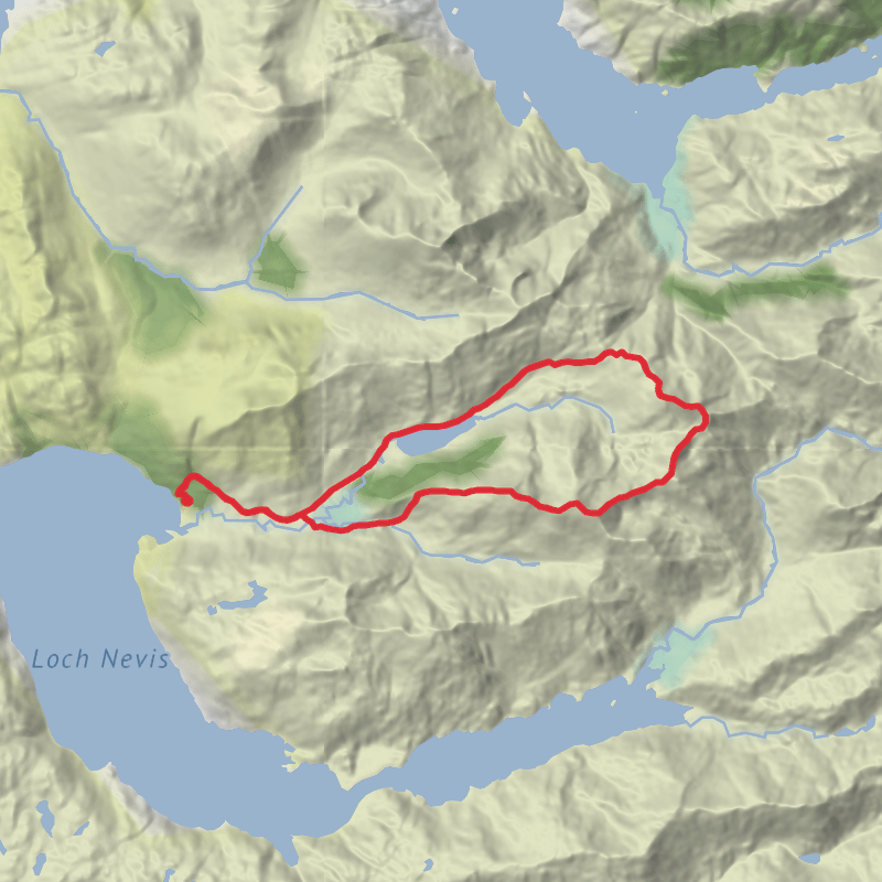 A map preview of the recording Highlands Hiking.