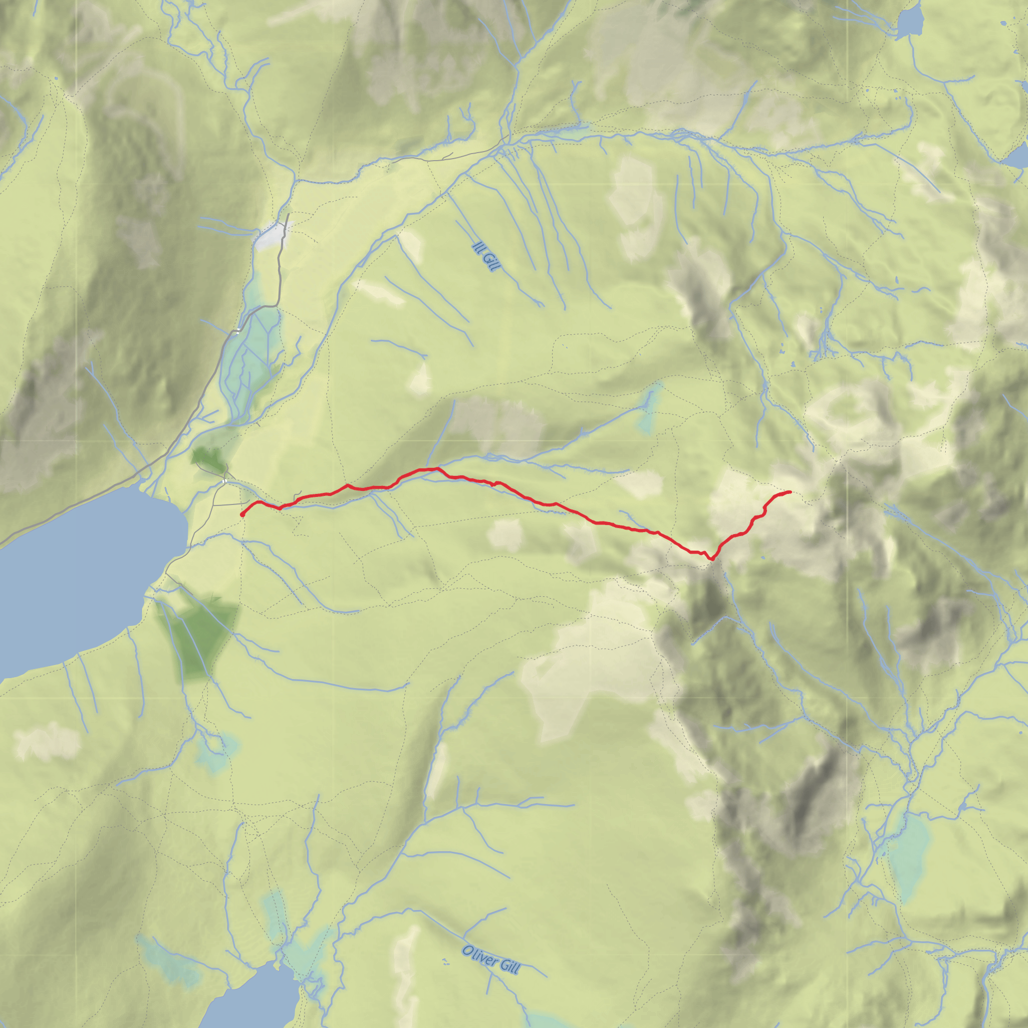 Wasdale to Scafell pike easier route mobile static map