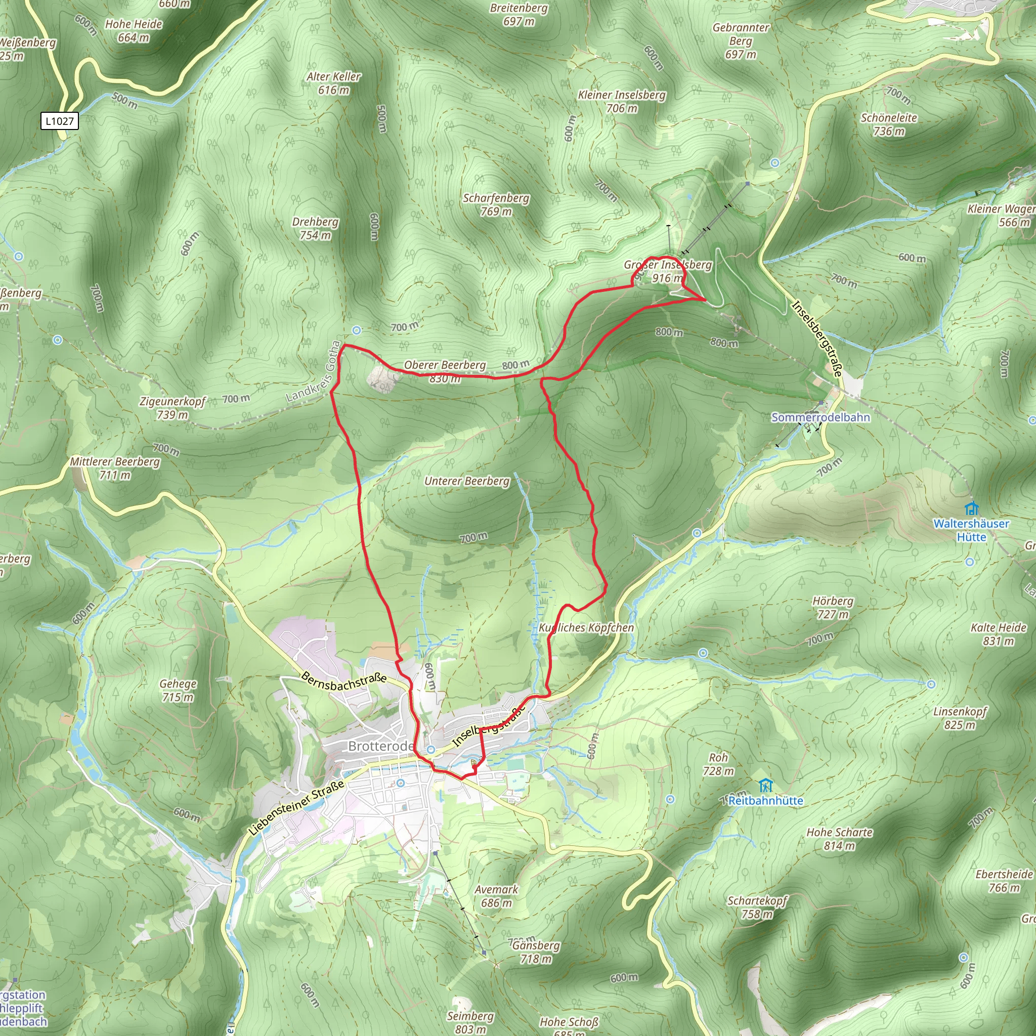 Obere Beerberg via Rennsteig mobile static map