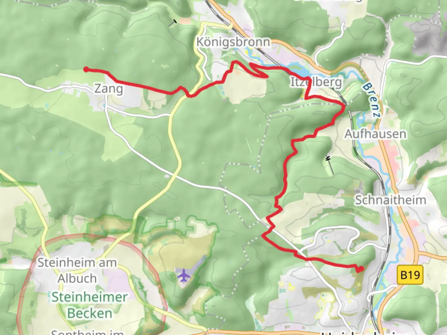 An image depicting the trail Zang to Waldfriedhof Walk and its surrounding area.