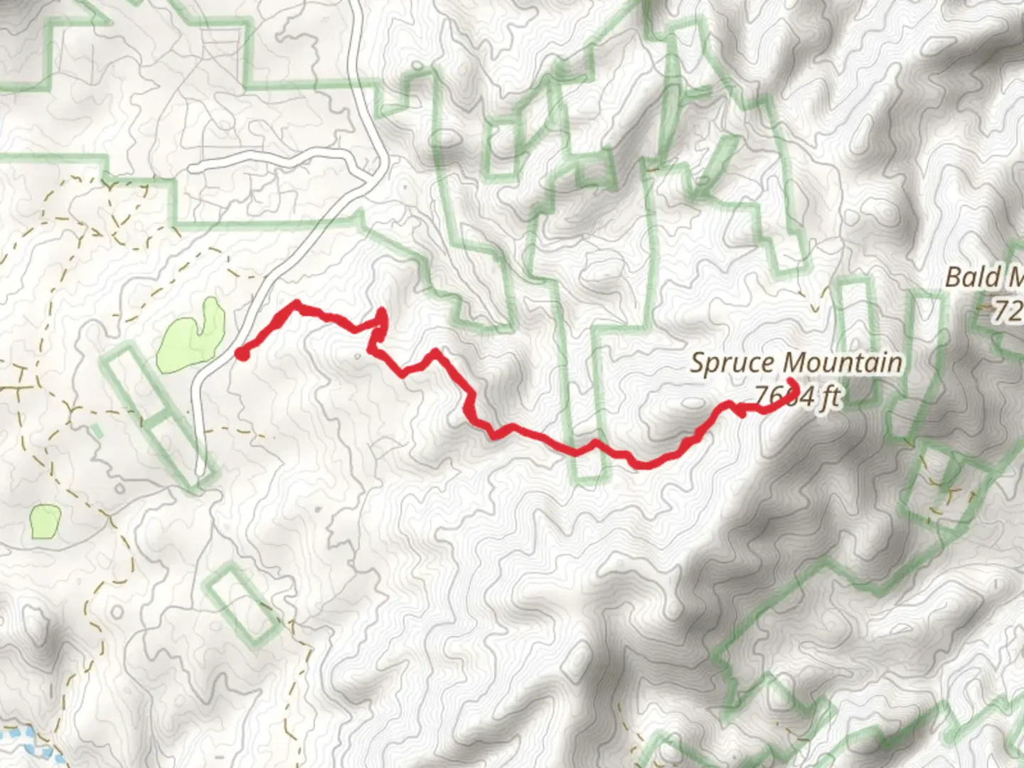 An image depicting the trail Spruce Mountain via Groom Creek Loop Trail and its surrounding area.