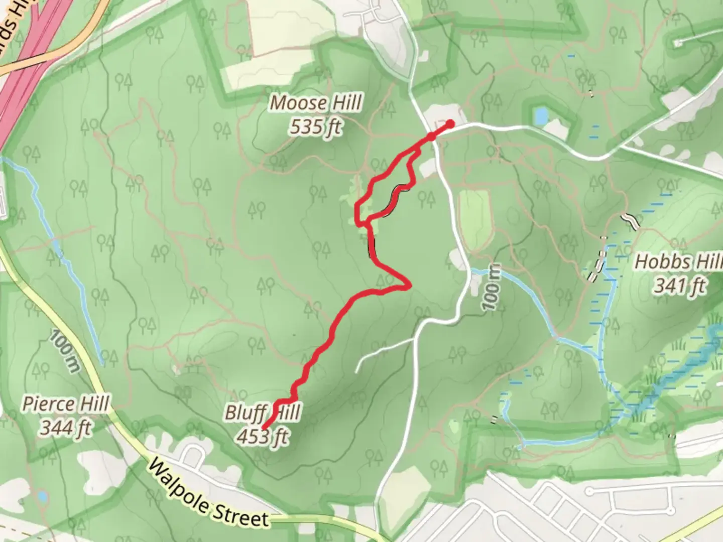 An image depicting the trail Bluff Hill via Bluff Trail and Billings Loop and its surrounding area.
