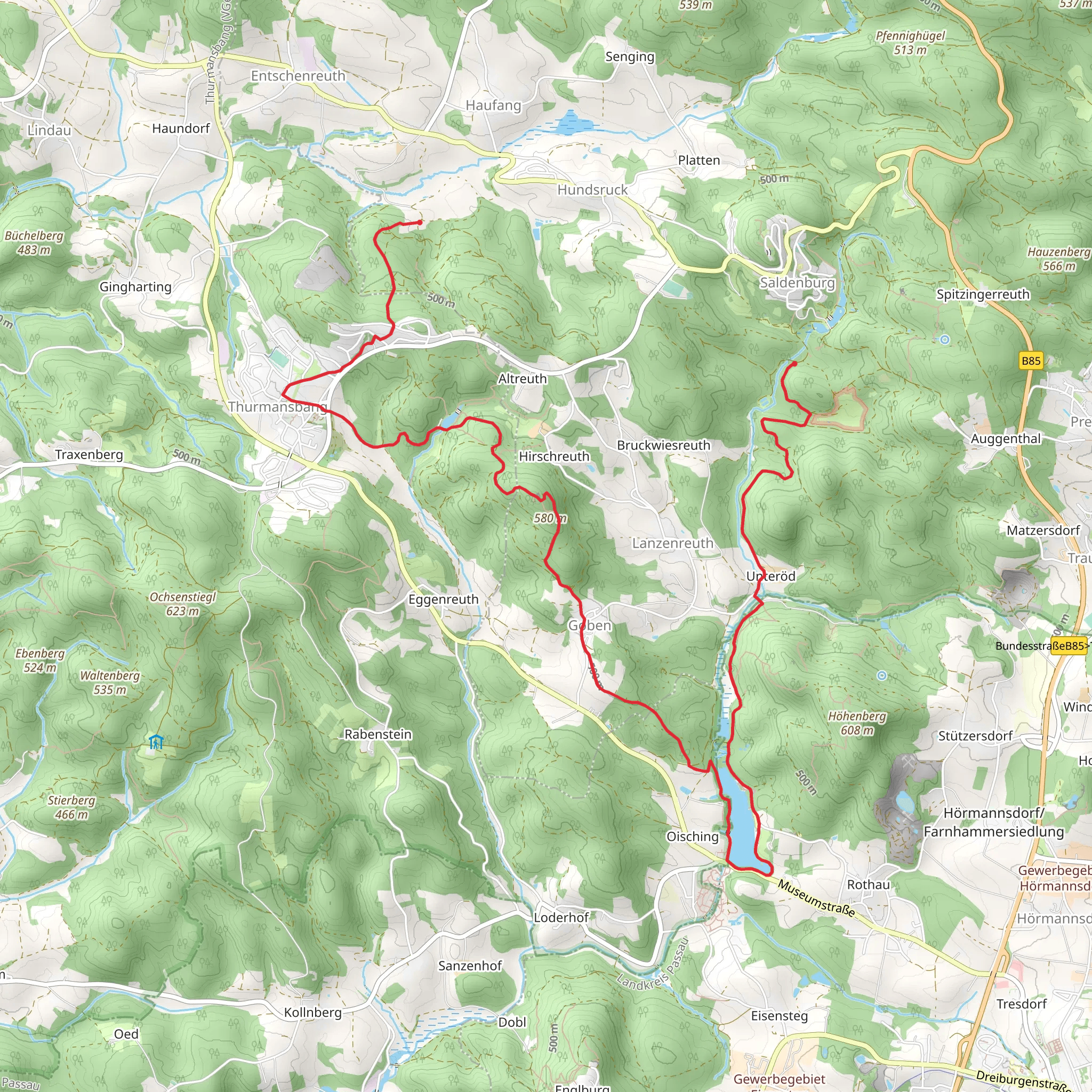 Oberoed to Saldenburg via Bruendl Kapellen Runde mobile static map