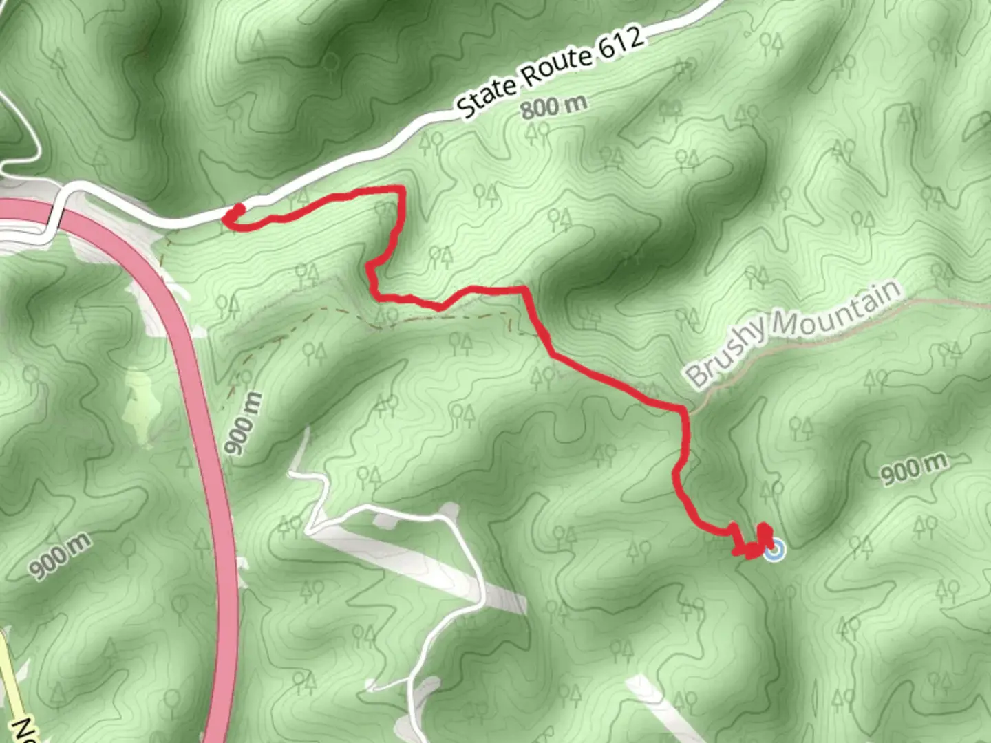 An image depicting the trail Helveys Mill Shelter via Appalachian Trail and its surrounding area.