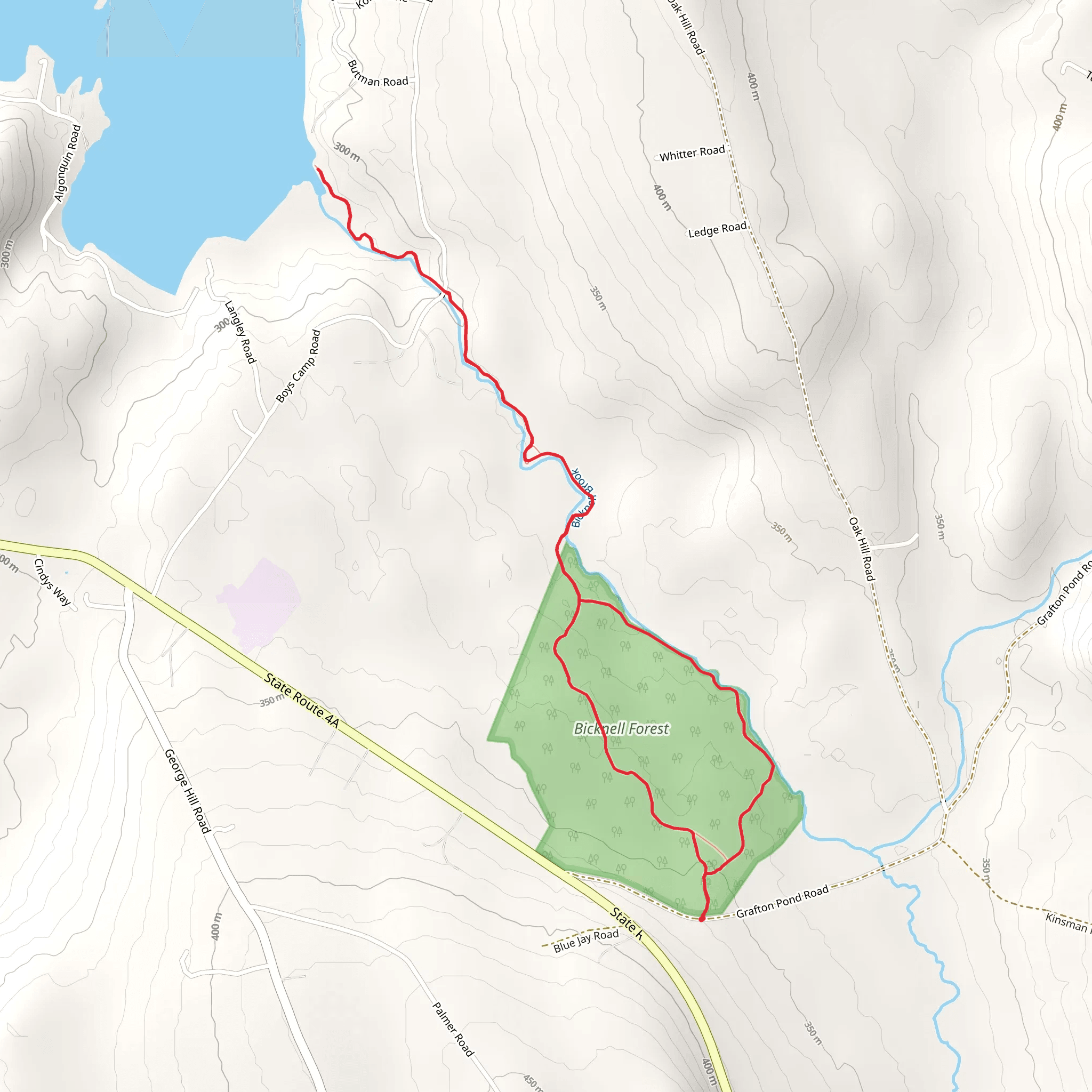 Bicknell Brook and Crystal Lake Loop mobile static map
