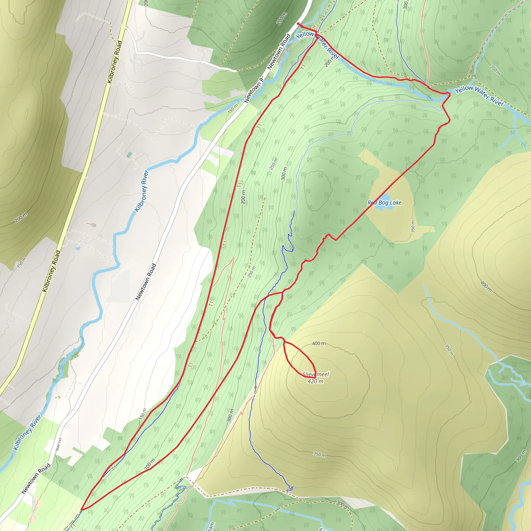 Slievemeel Peak Loop via Mourne Way mobile static map