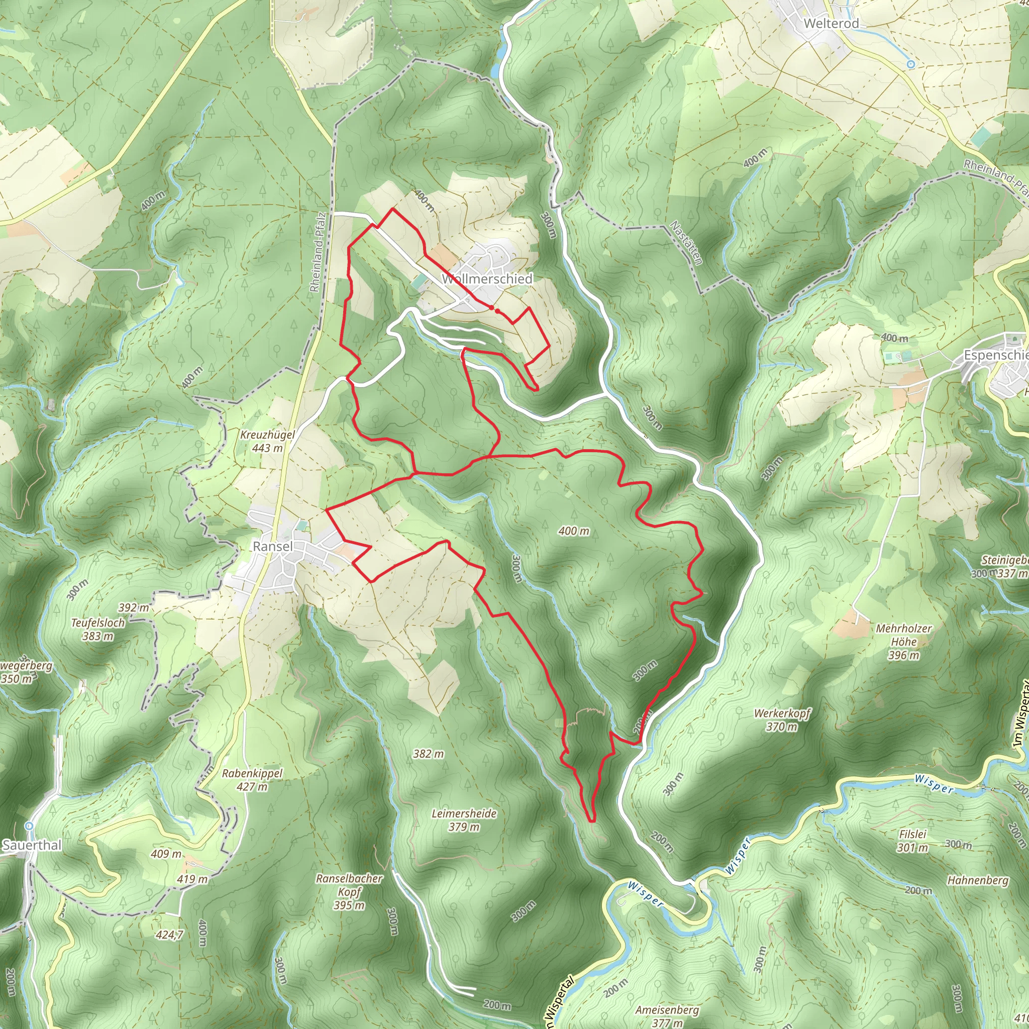 Taunusshoehenweg and Ranseler Hoehenrausch Loop mobile static map