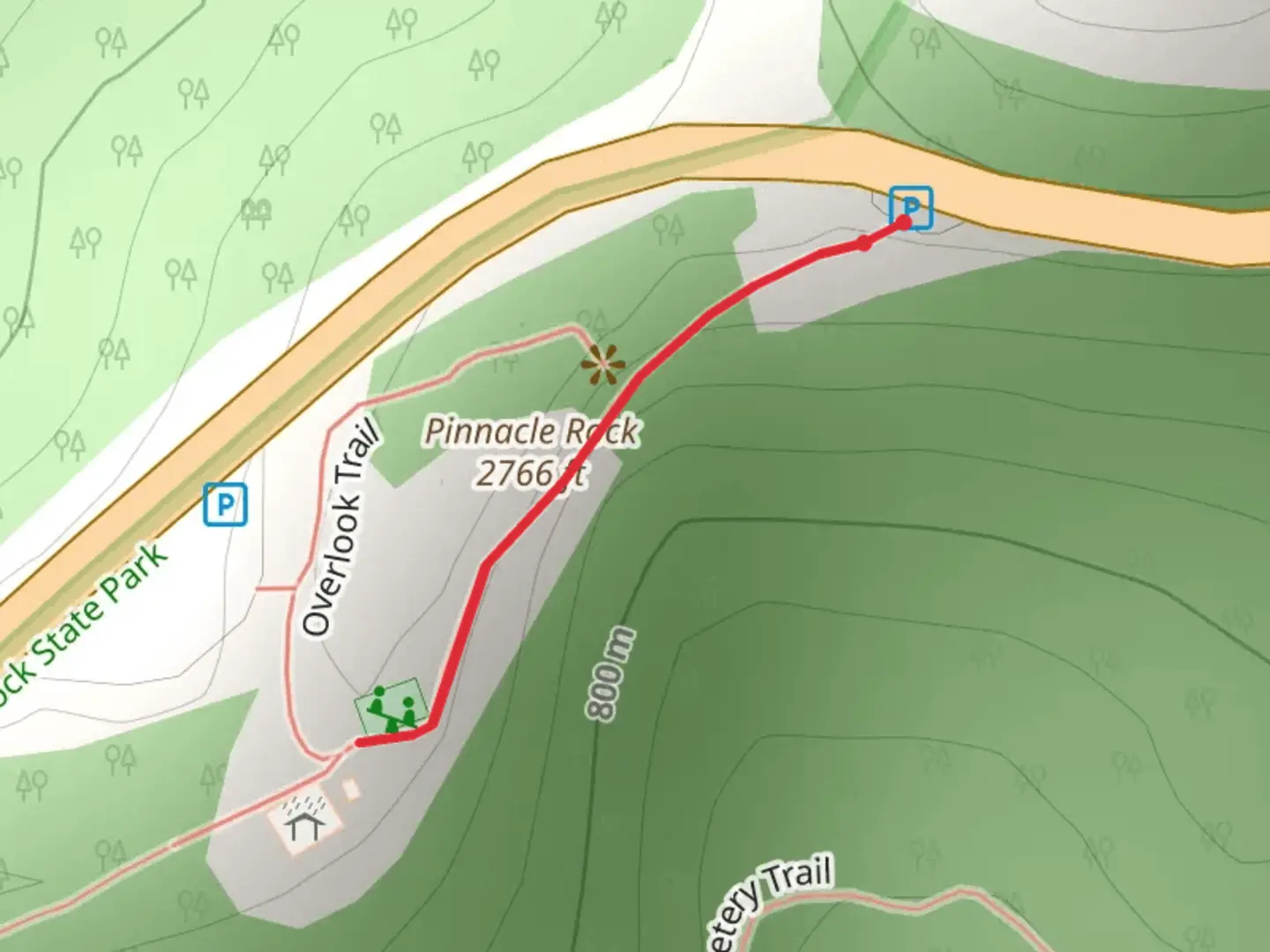 An image depicting the trail Pinnacle Rock and its surrounding area.