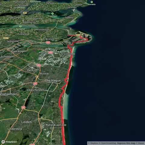 Noordwijk to Oostvoorne via Ganzenhoekweg, Prinsenweg and Cort van der Lindenpad