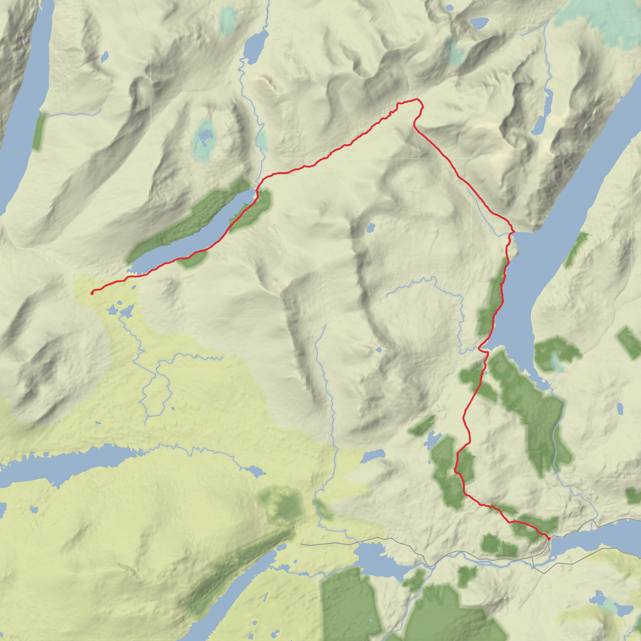 Loch Rannoch to Corrour via Loch Ericht and Loch Ossian mobile static map