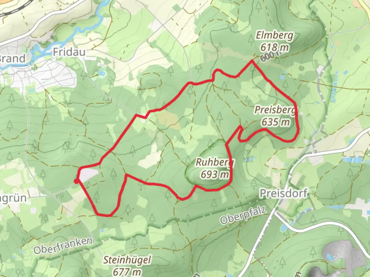 An image depicting the trail Konnersreuth and Marktredwitz Loop and its surrounding area.