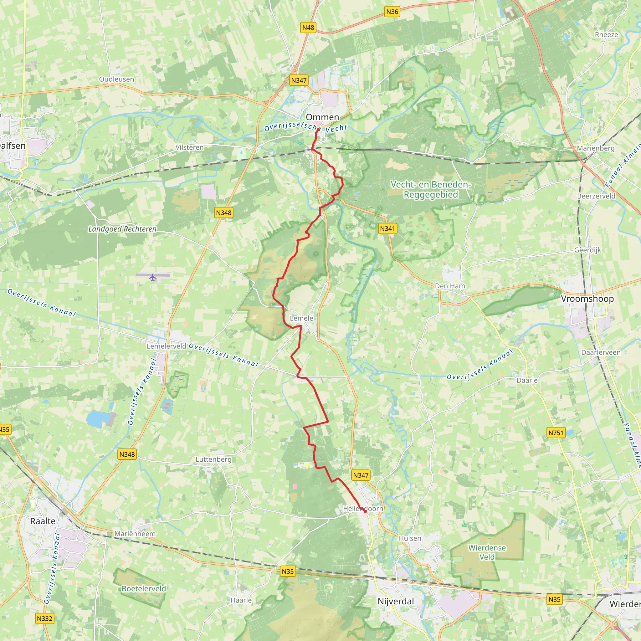 Hellendoorn to Ommen via Eelerberg and Archemerberg mobile static map