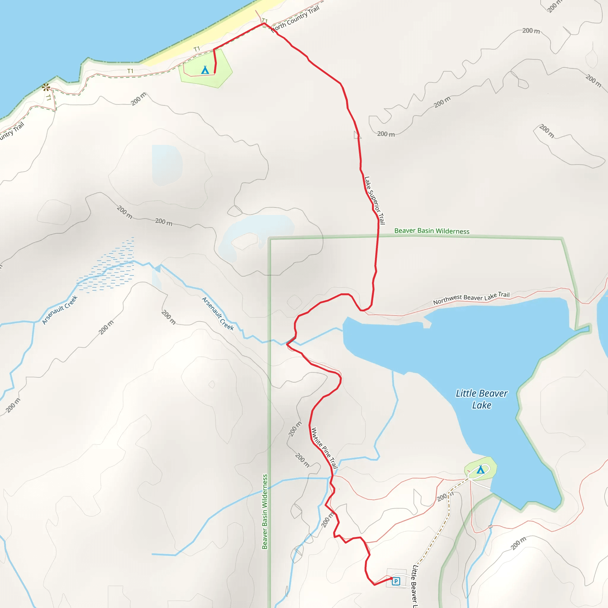 White Pine and Lake Superior Trail mobile static map