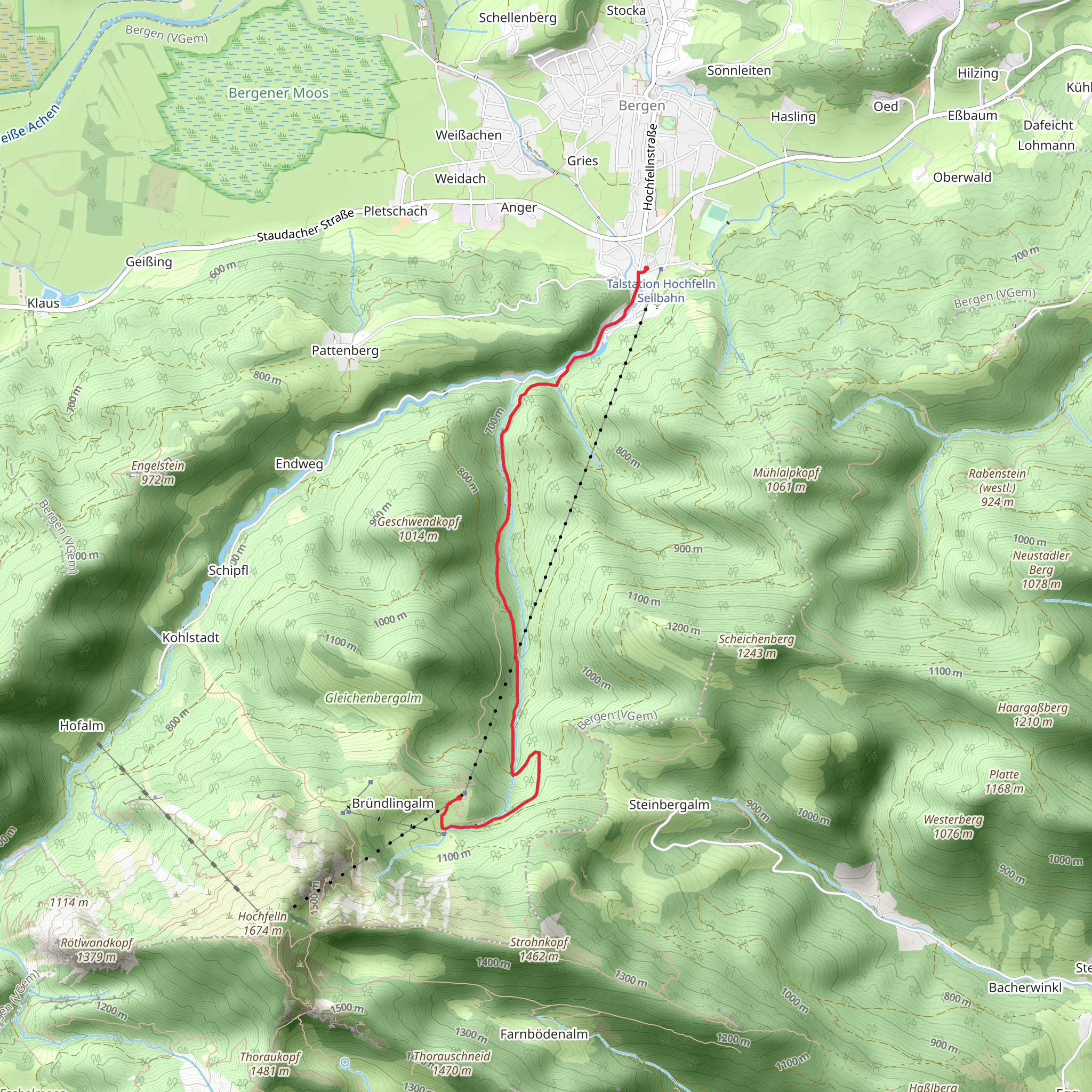 Bachschmied Kaser to Muehl Winkl via Hochfellnweg mobile static map