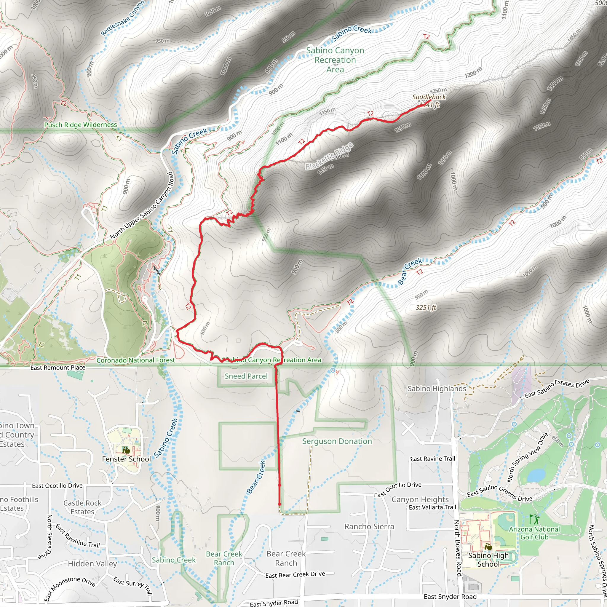 Saddleback via North Bear Canyon Access mobile static map