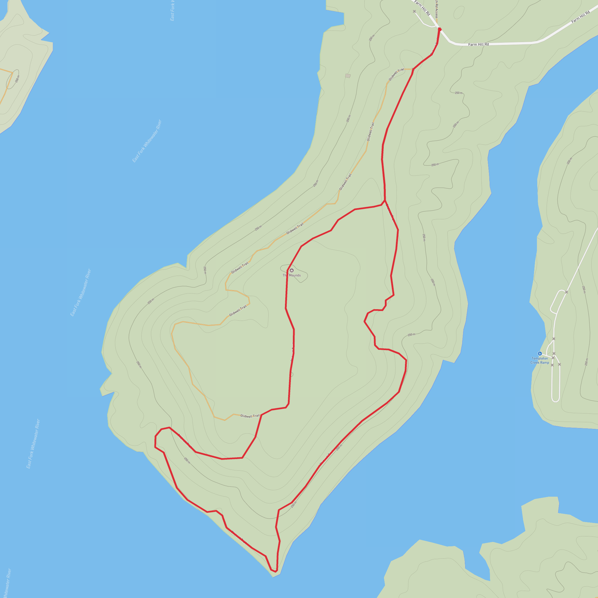 Brookville Lake and The Mounds via Glidewell Trail mobile static map