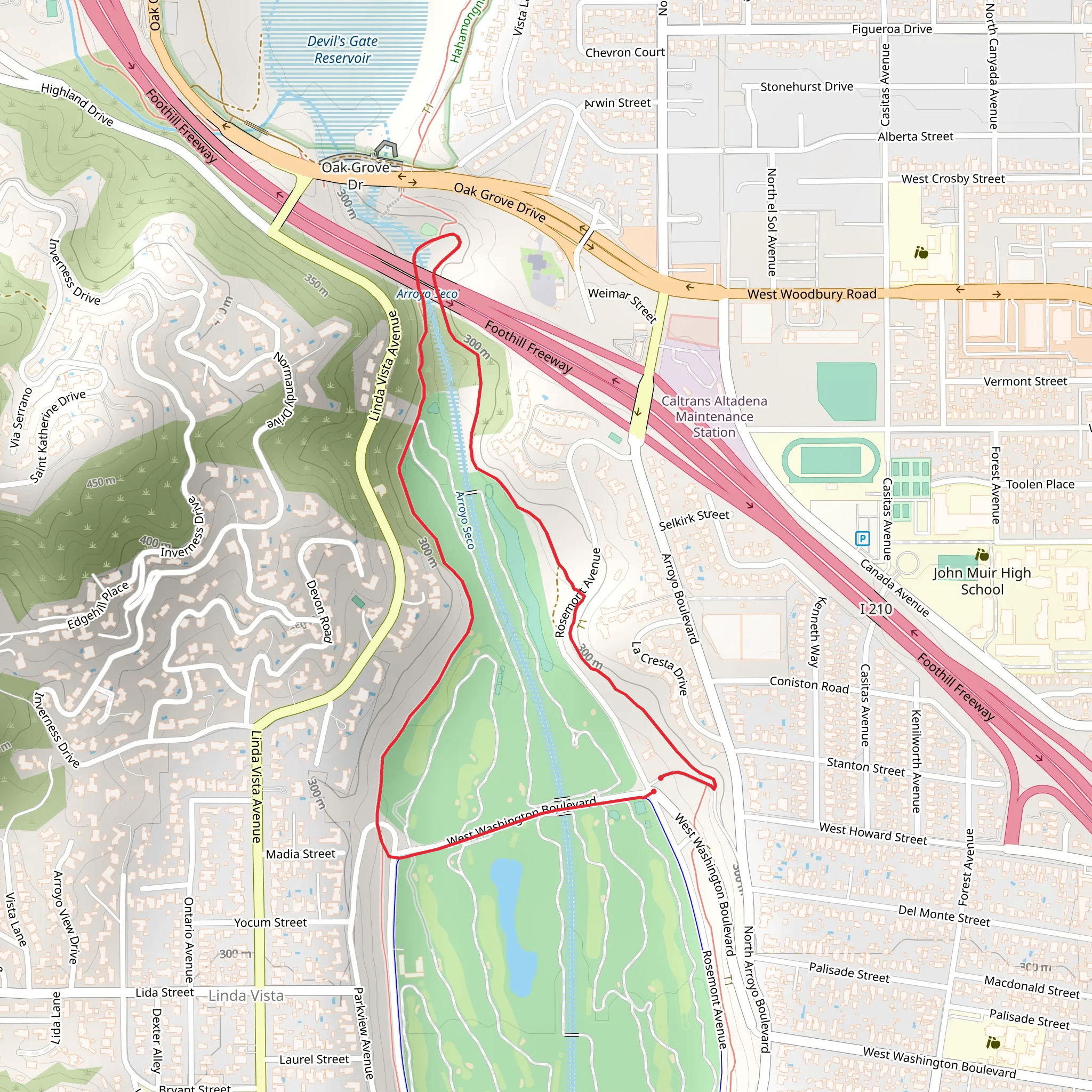 Arroyo Seco River Loop mobile static map