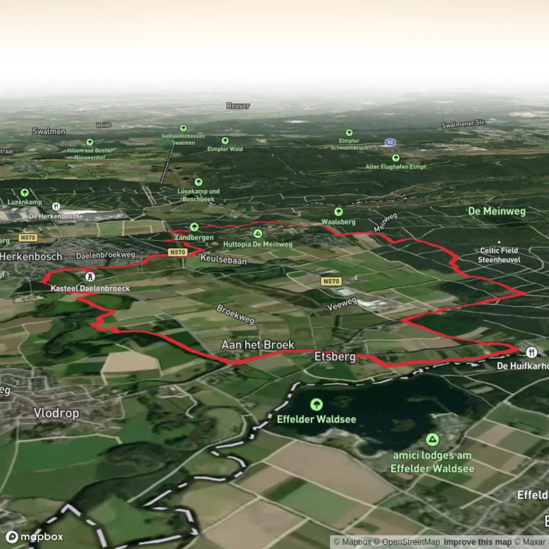 An image depicting the trail Natuurpark de meinweg, etsenberg - Herkenbosch and its surrounding area.