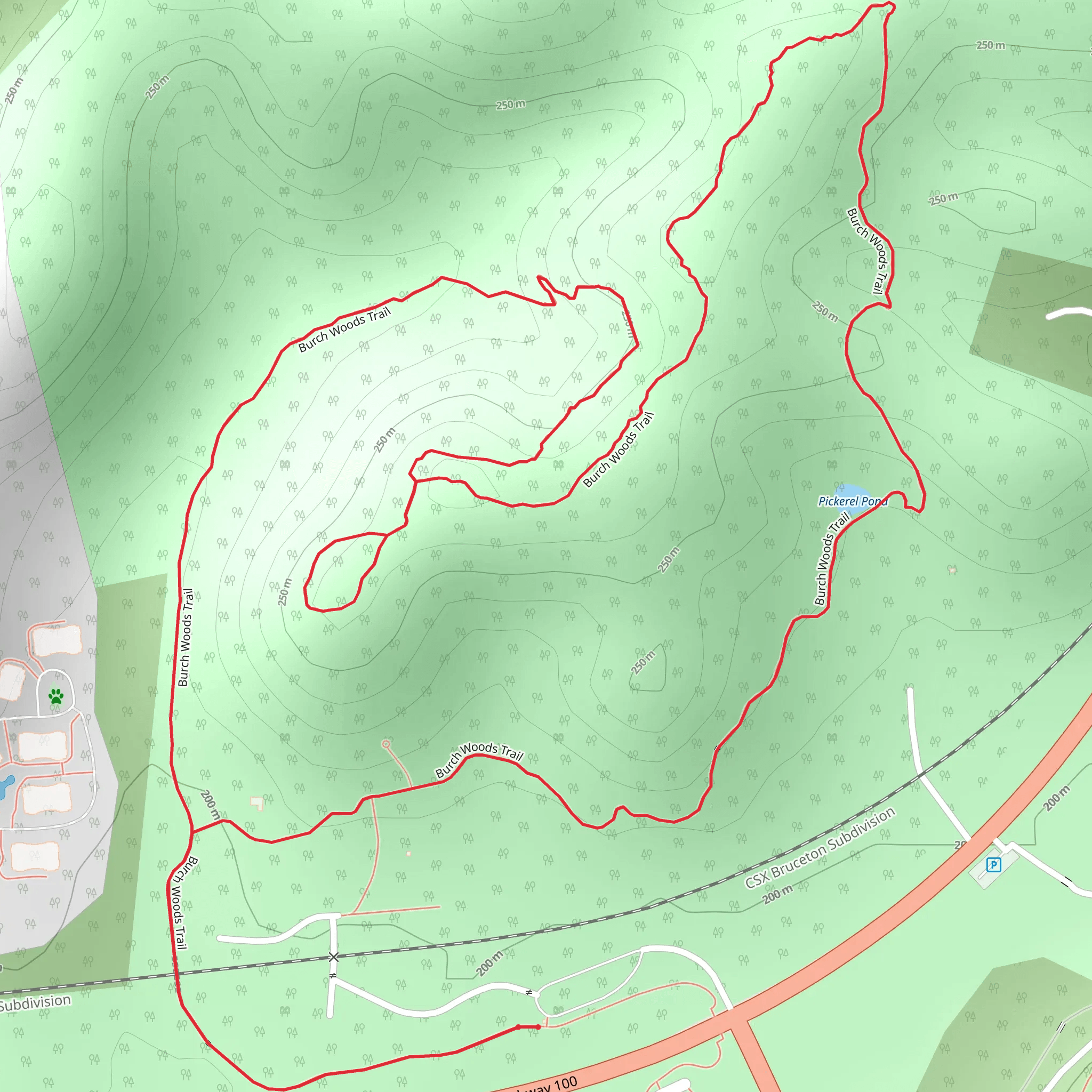 Burch Woods Trail Loop mobile static map