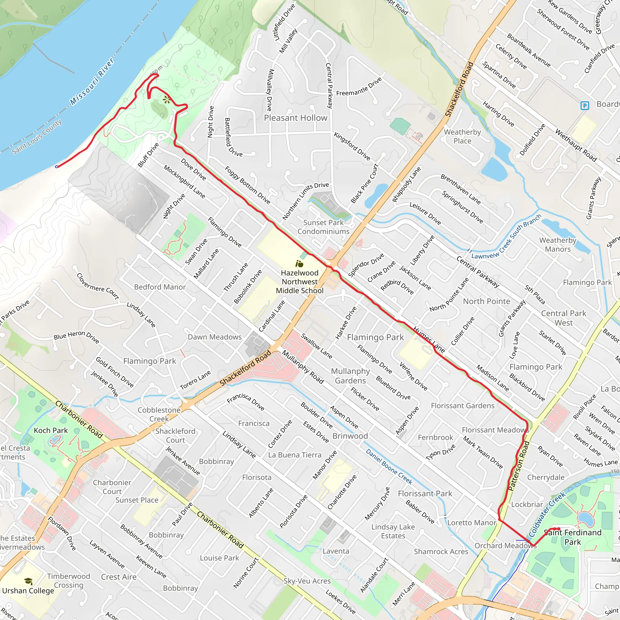 Saint Ferdinand Park - Sunset Trail mobile static map