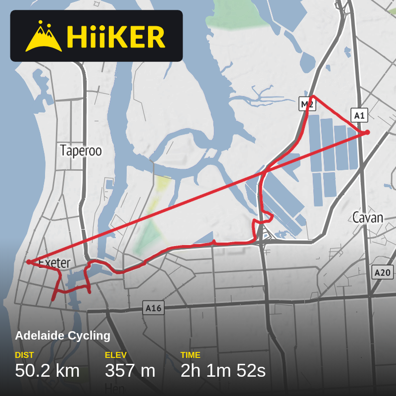 A map preview of the recording Adelaide Cycling.