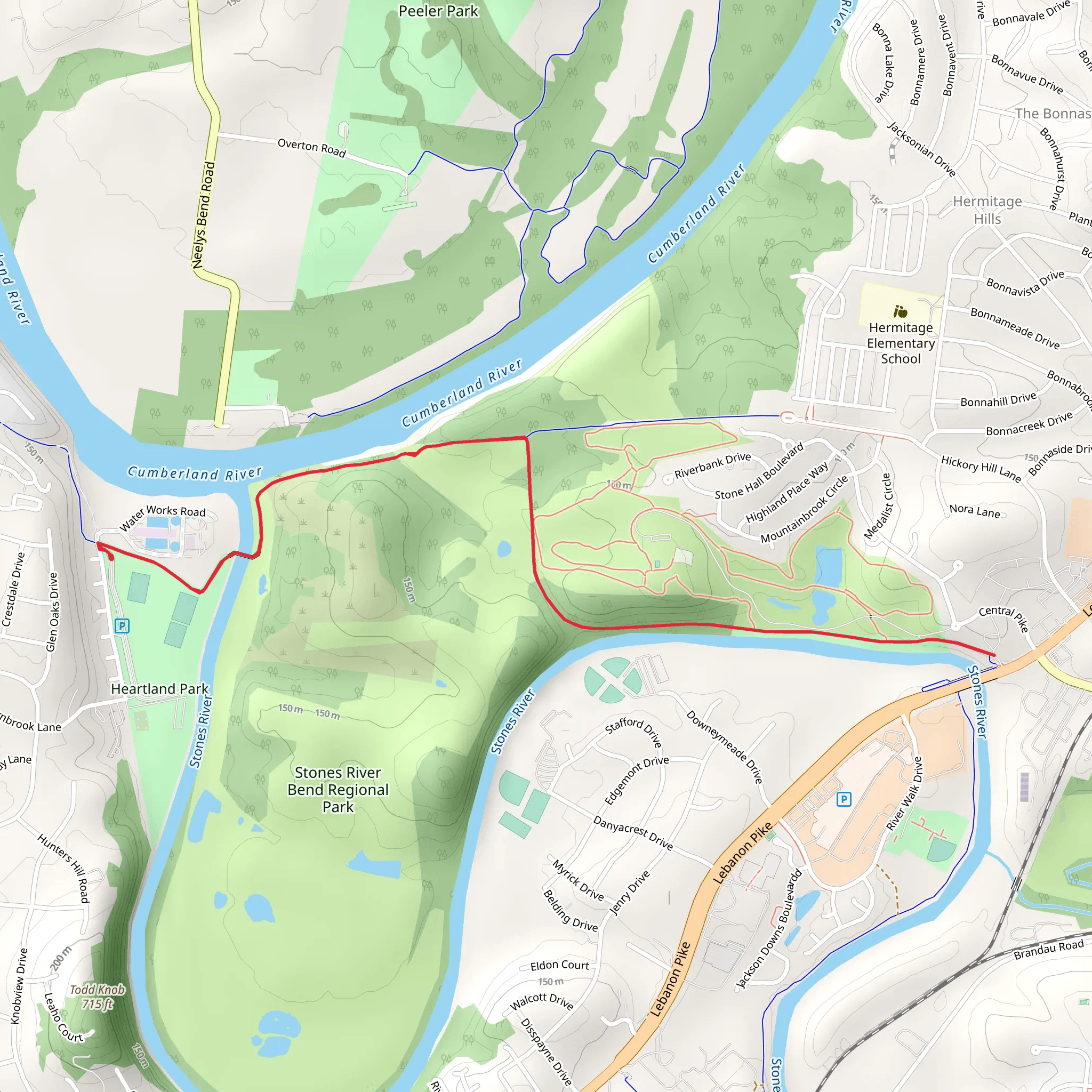 Stones River Bend Regional Park - Stones River Greenway mobile static map