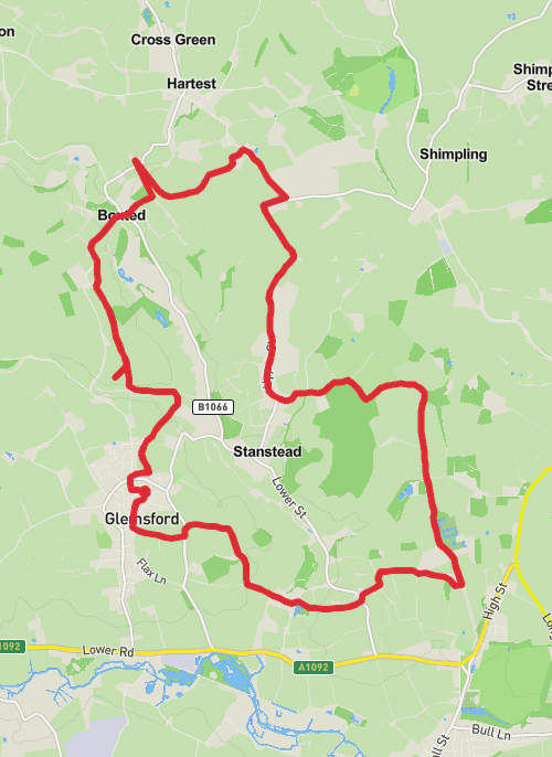 Glemsford Boxted Stansted Kent well circular  mobile static map