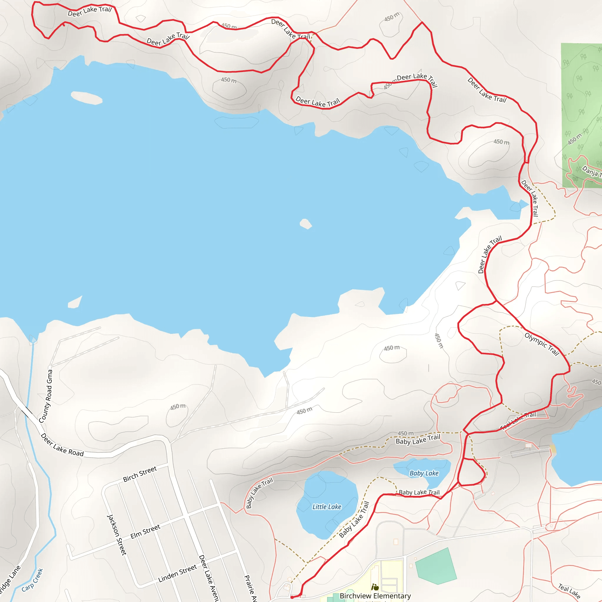 Baby Lake and Deer Lake Loop Trail mobile static map