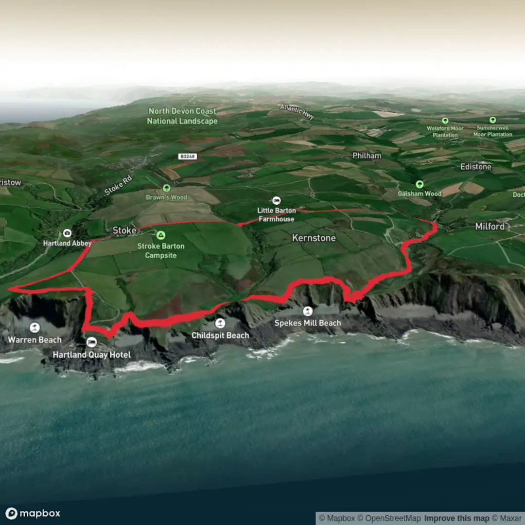 An image depicting the trail Hartland Quay & Docton Mill Circular! and its surrounding area.
