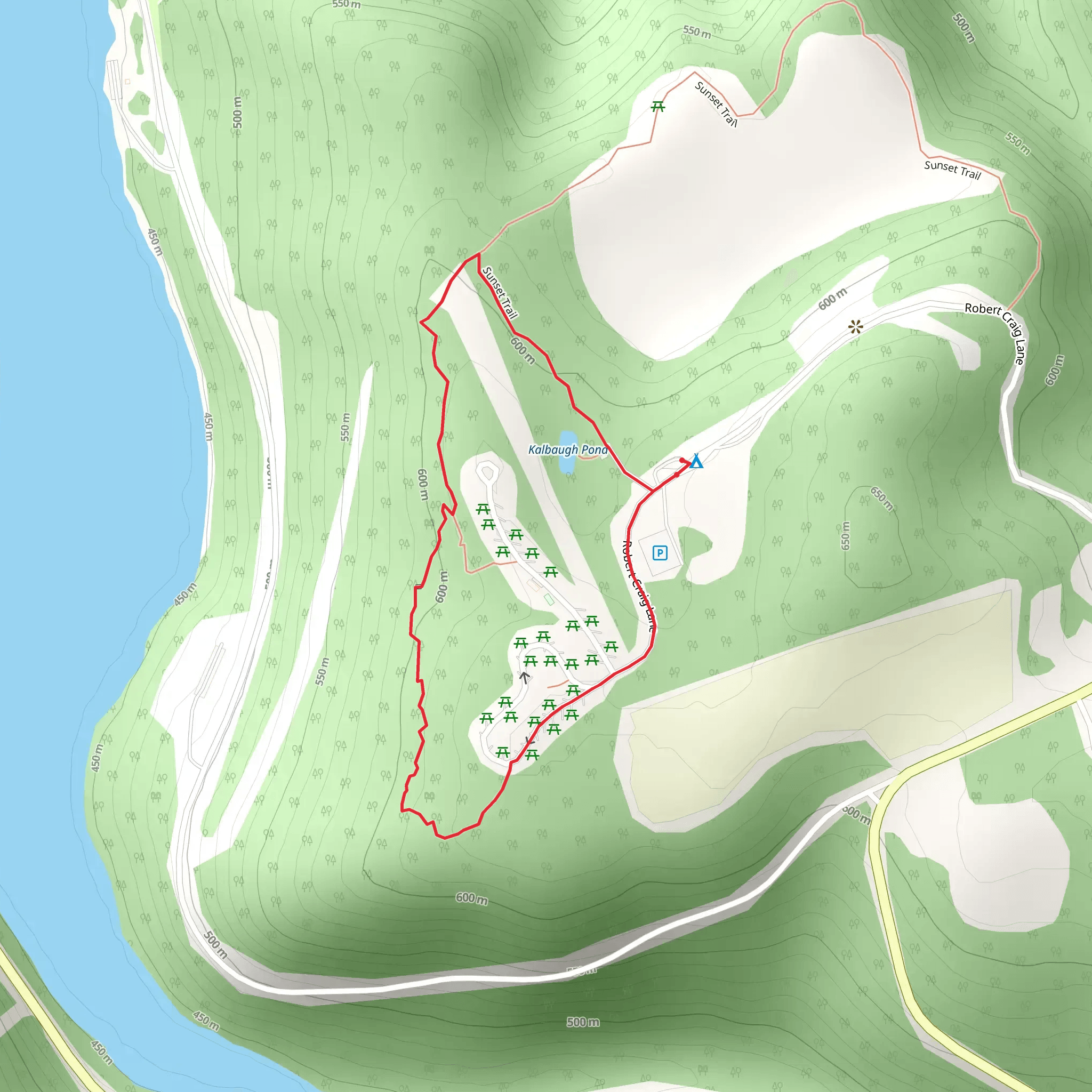 High Timber Trail and Sunset Loop Trail mobile static map