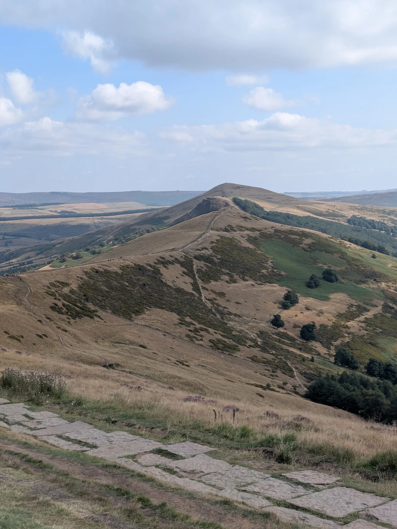 An image depicting the trail Back Tor, Lose Hill and Mam Tor From Blue John Carpark and its surrounding area.