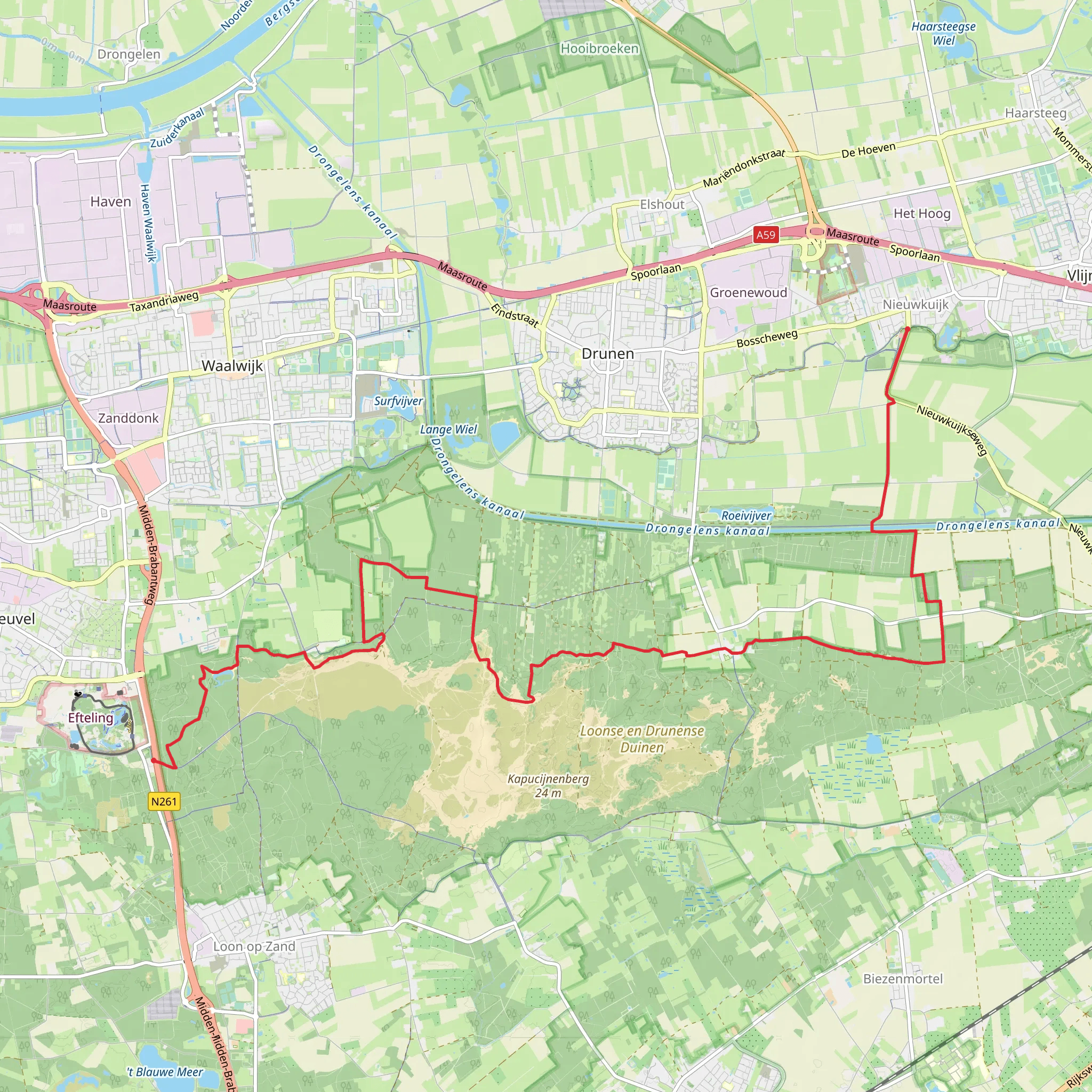 Nieuwkuijk to De Oost via Hertogenpad mobile static map
